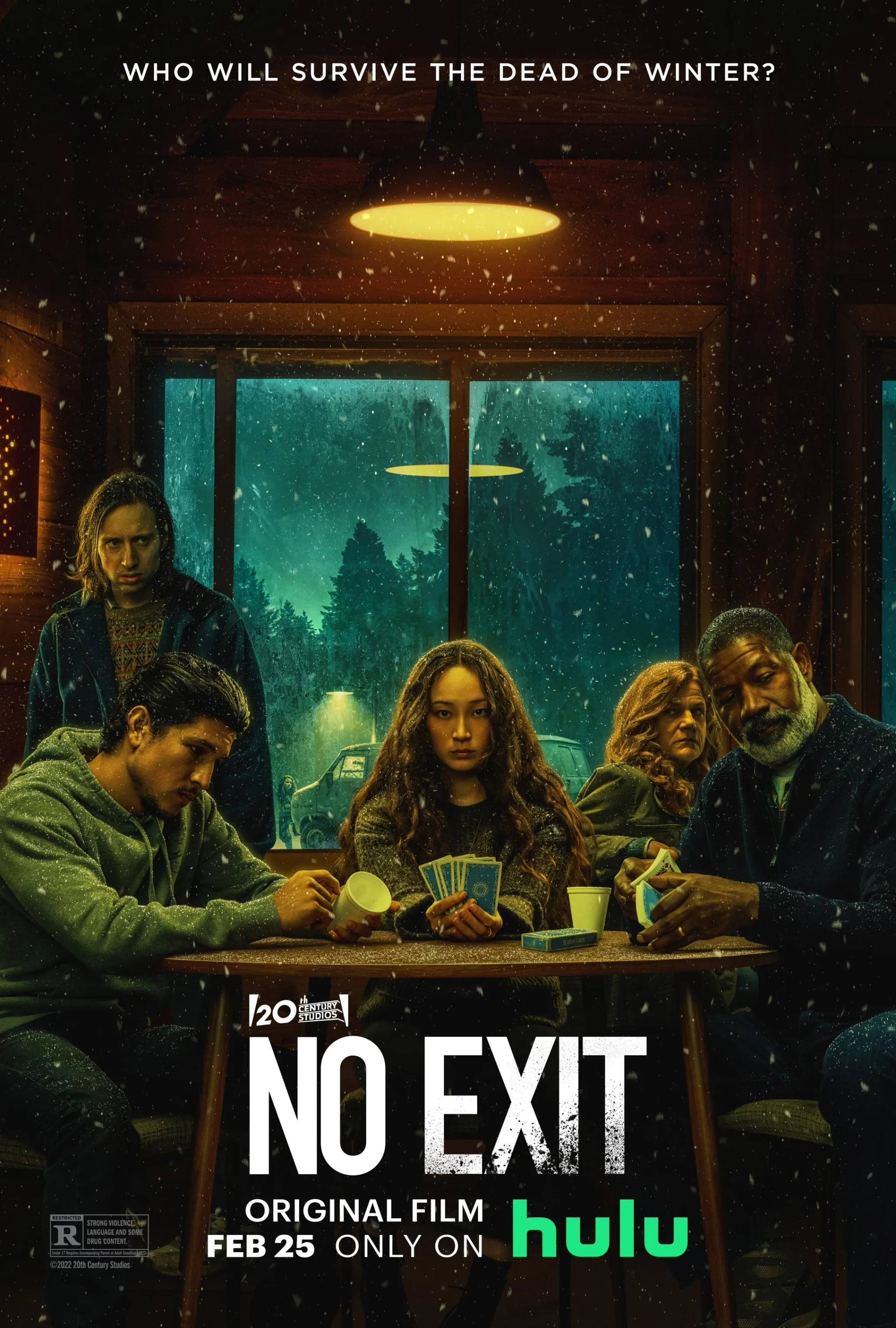 Dale Dickey, Dennis Haysbert, Havana Rose Liu, David Rysdahl, and Danny Ramirez in No Exit (2022)