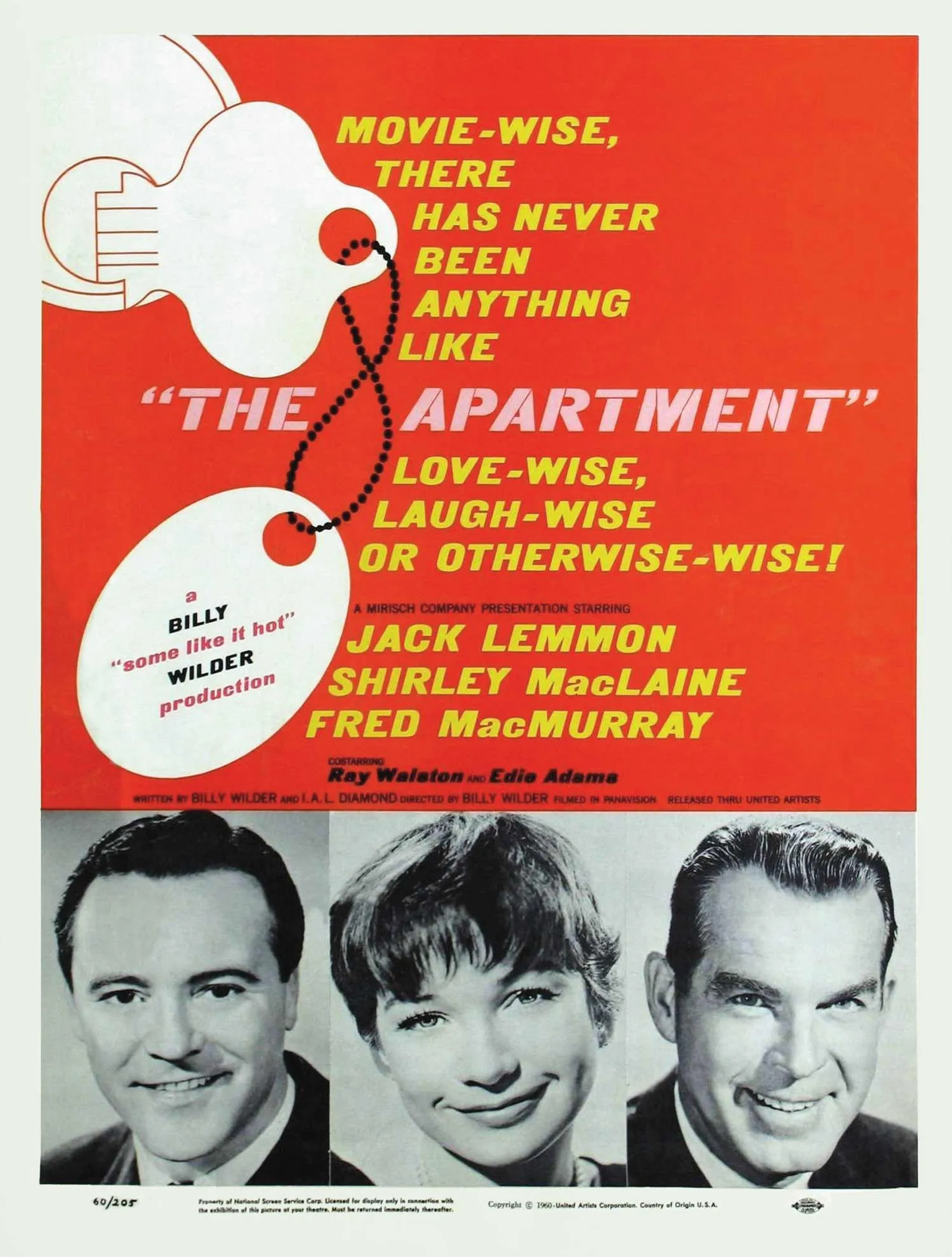 Jack Lemmon, Shirley MacLaine, and Fred MacMurray in The Apartment (1960)