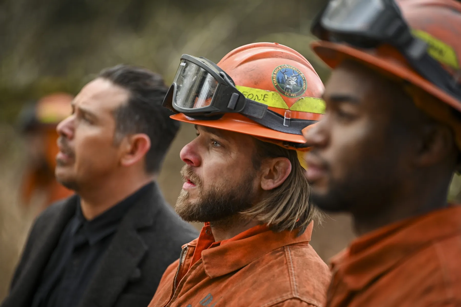 Kevin Alejandro, Max Thieriot, and Tye White in Fire Country (2022)