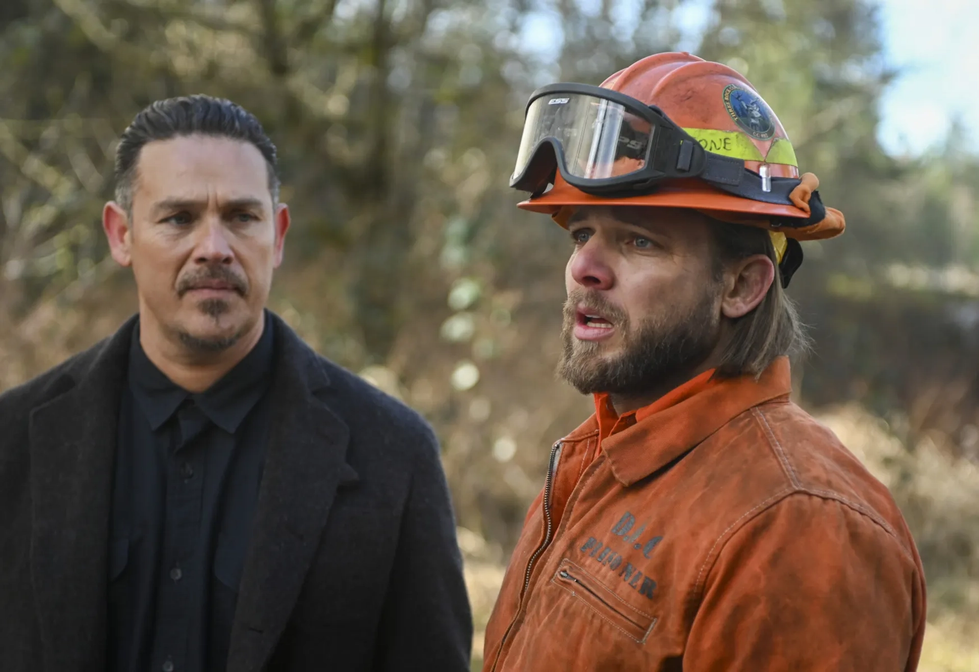 Kevin Alejandro and Max Thieriot in Fire Country (2022)