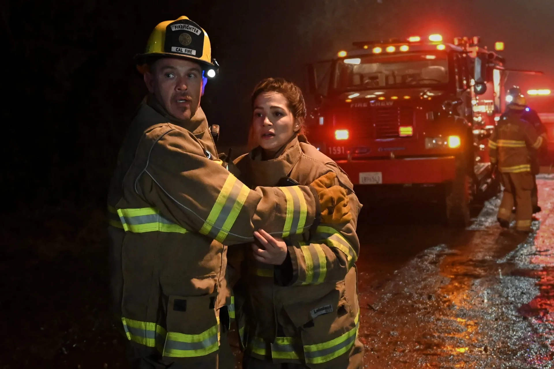 Kevin Alejandro and Stephanie Arcila in Fire Country (2022)