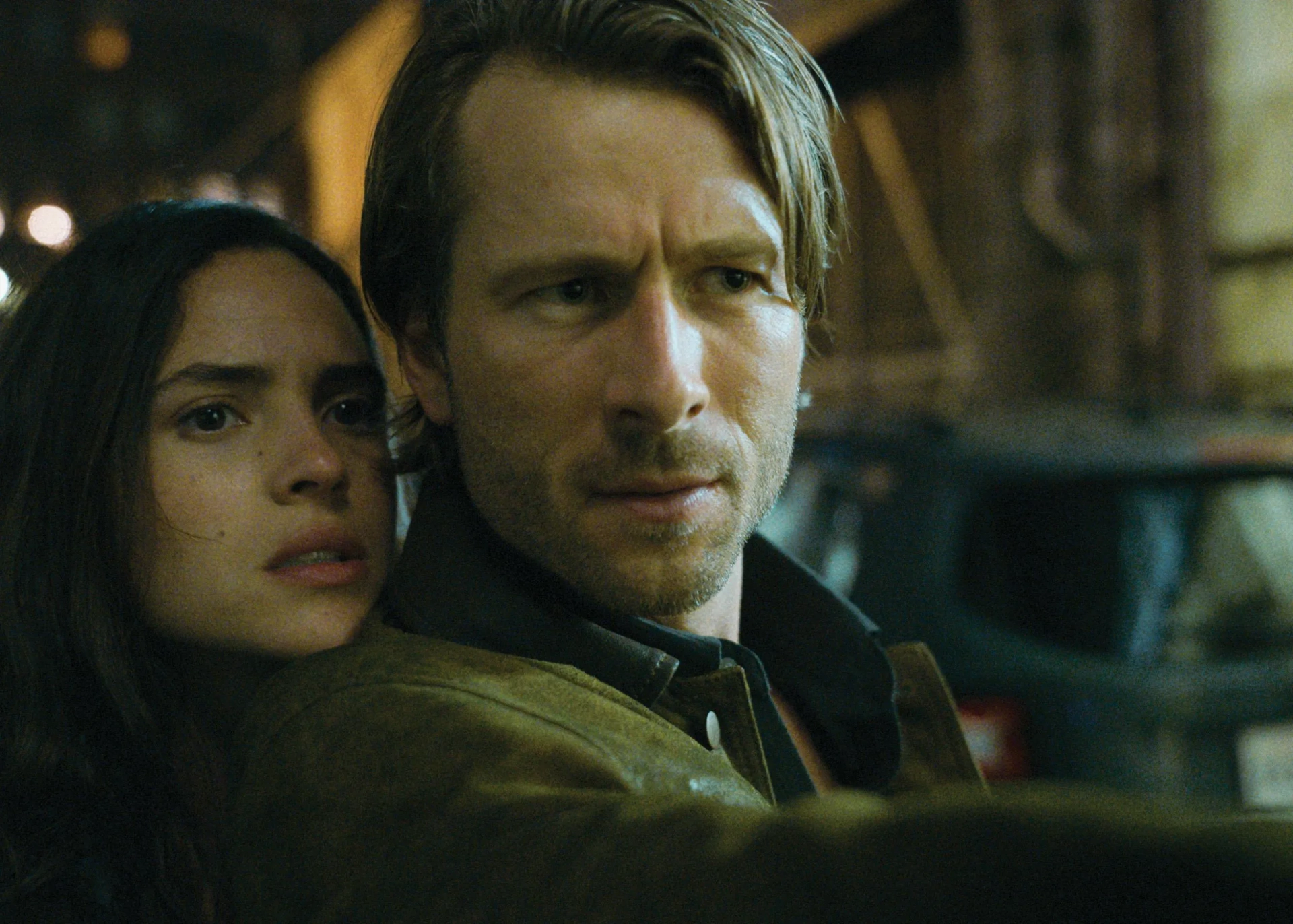 Glen Powell and Adria Arjona in Hit Man (2023)