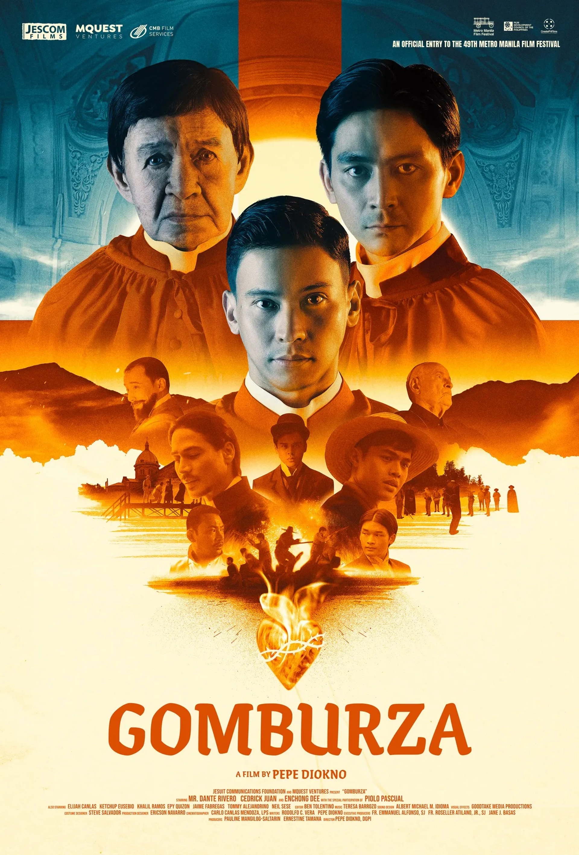 Jaime Fabregas, Piolo Pascual, Dante Rivero, Jeffrey Quizon, Ketchup Eusebio, Tommy Alejandrino, Enchong Dee, Khalil Ramos, Elijah Canlas, and Cedrick Juan in GomBurZa (2023)