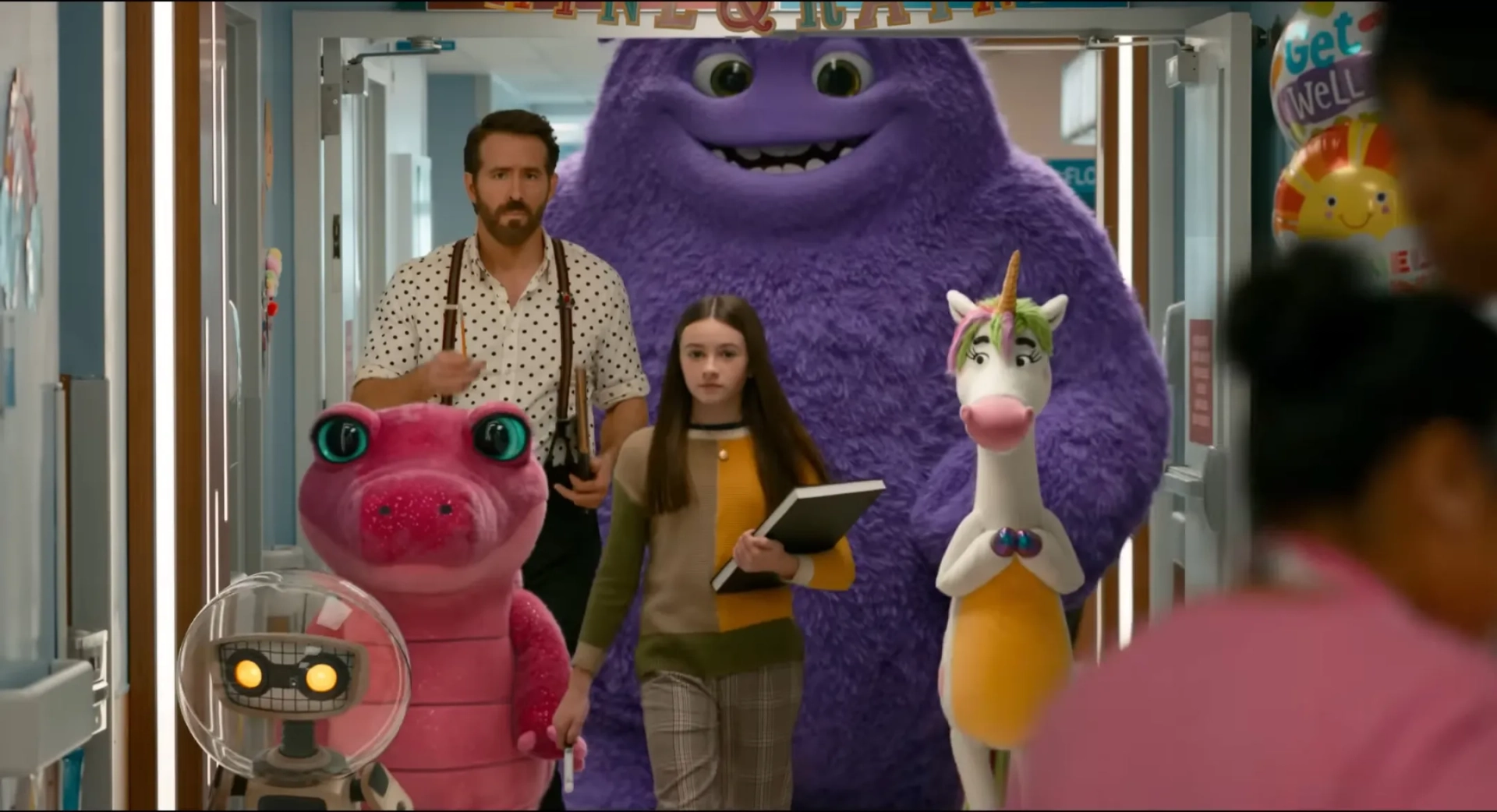 Ryan Reynolds, Steve Carell, Maya Rudolph, Jon Stewart, Emily Blunt, and Cailey Fleming in IF (2024)