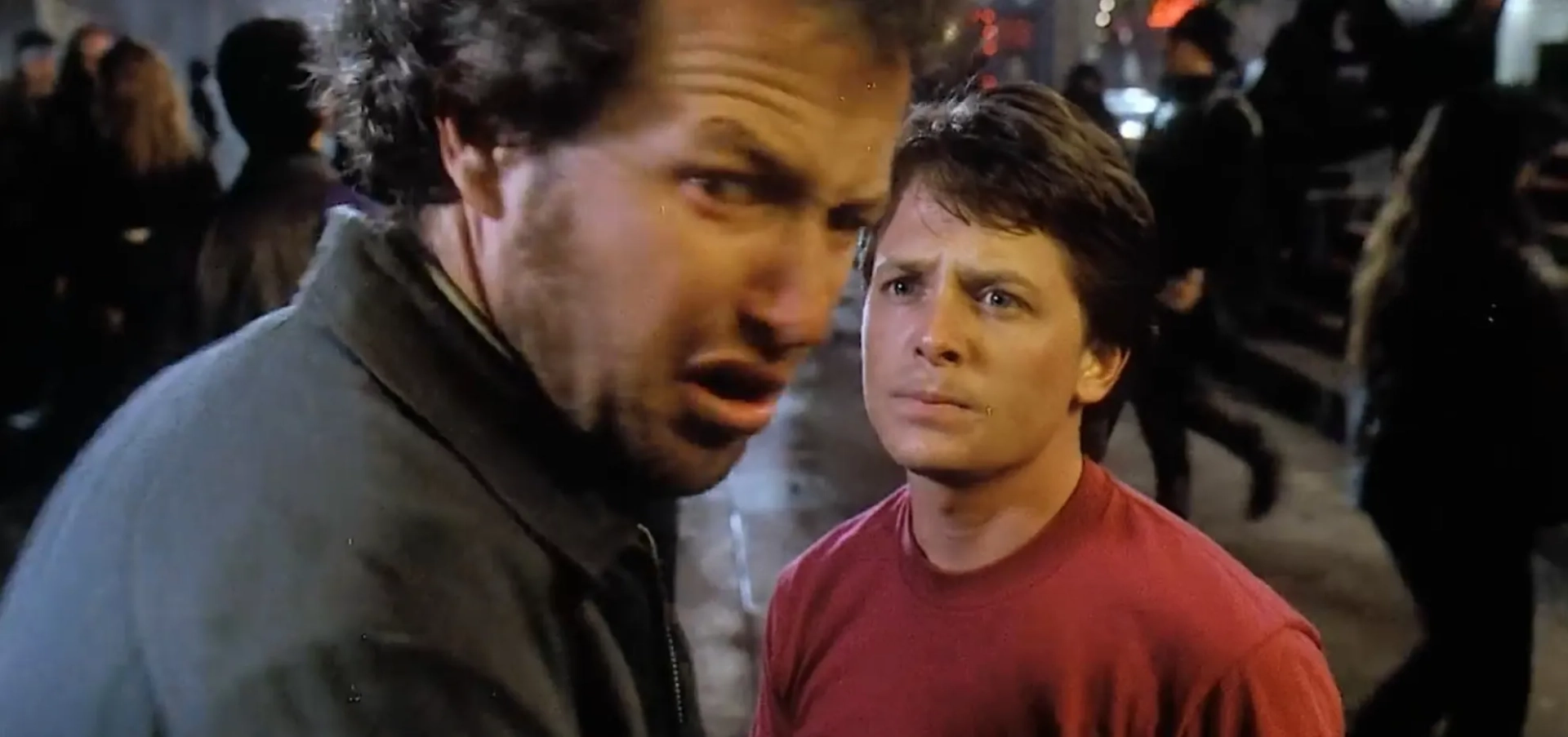 Michael J. Fox and Marc McClure in Back to the Future Part II (1989)