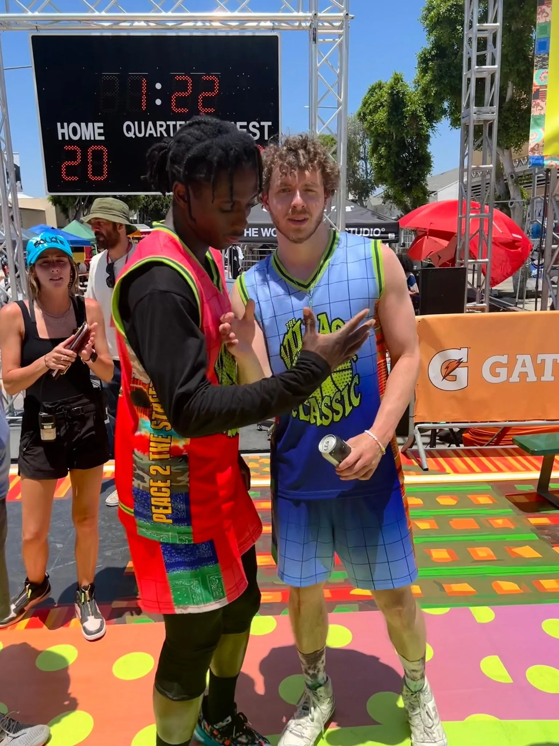Jack Harlow, Chitty Golden on the set of White Men Can’t Jump