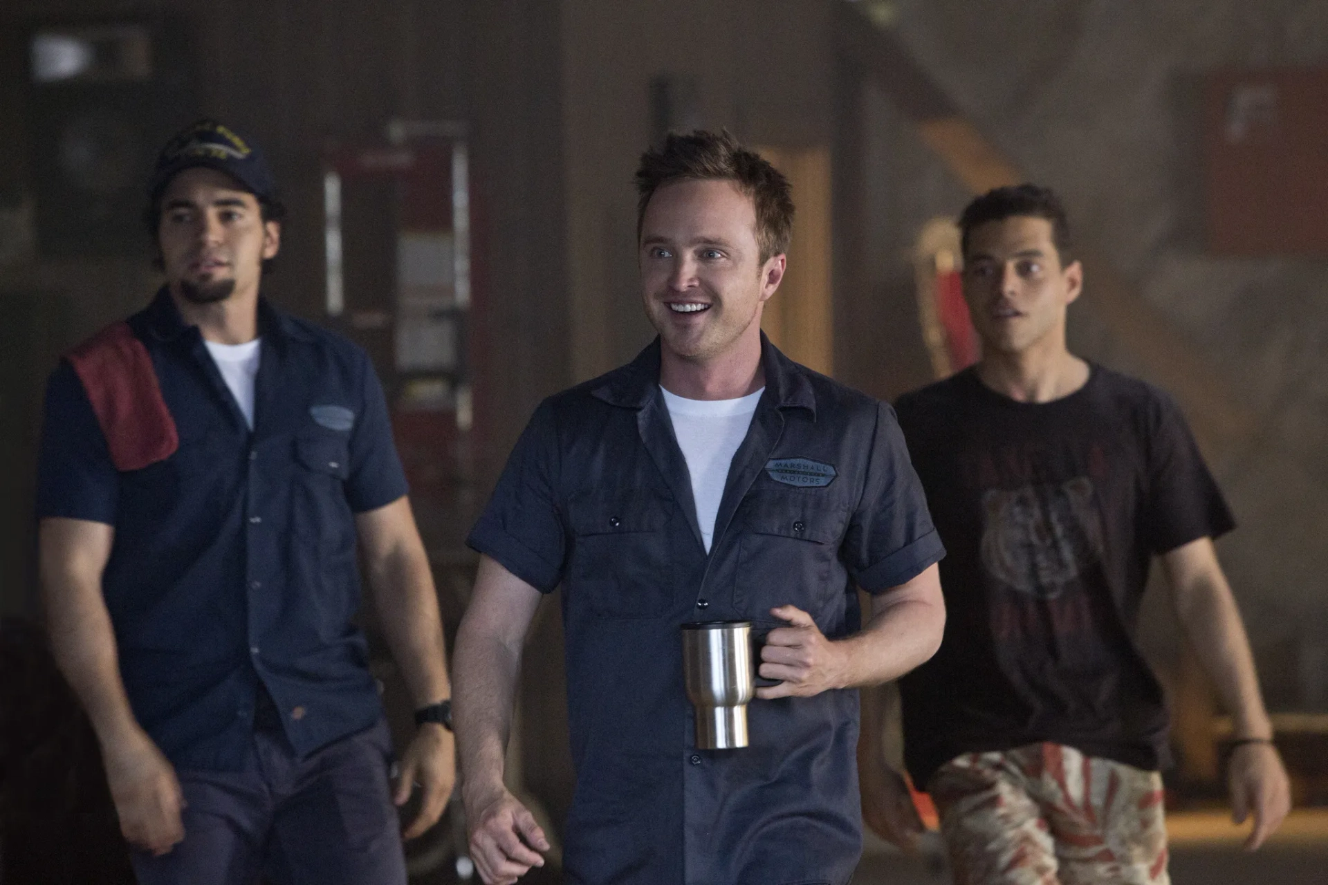 Aaron Paul, Rami Malek, Ramón Rodríguez, and Joe Peck in Need for Speed (2014)