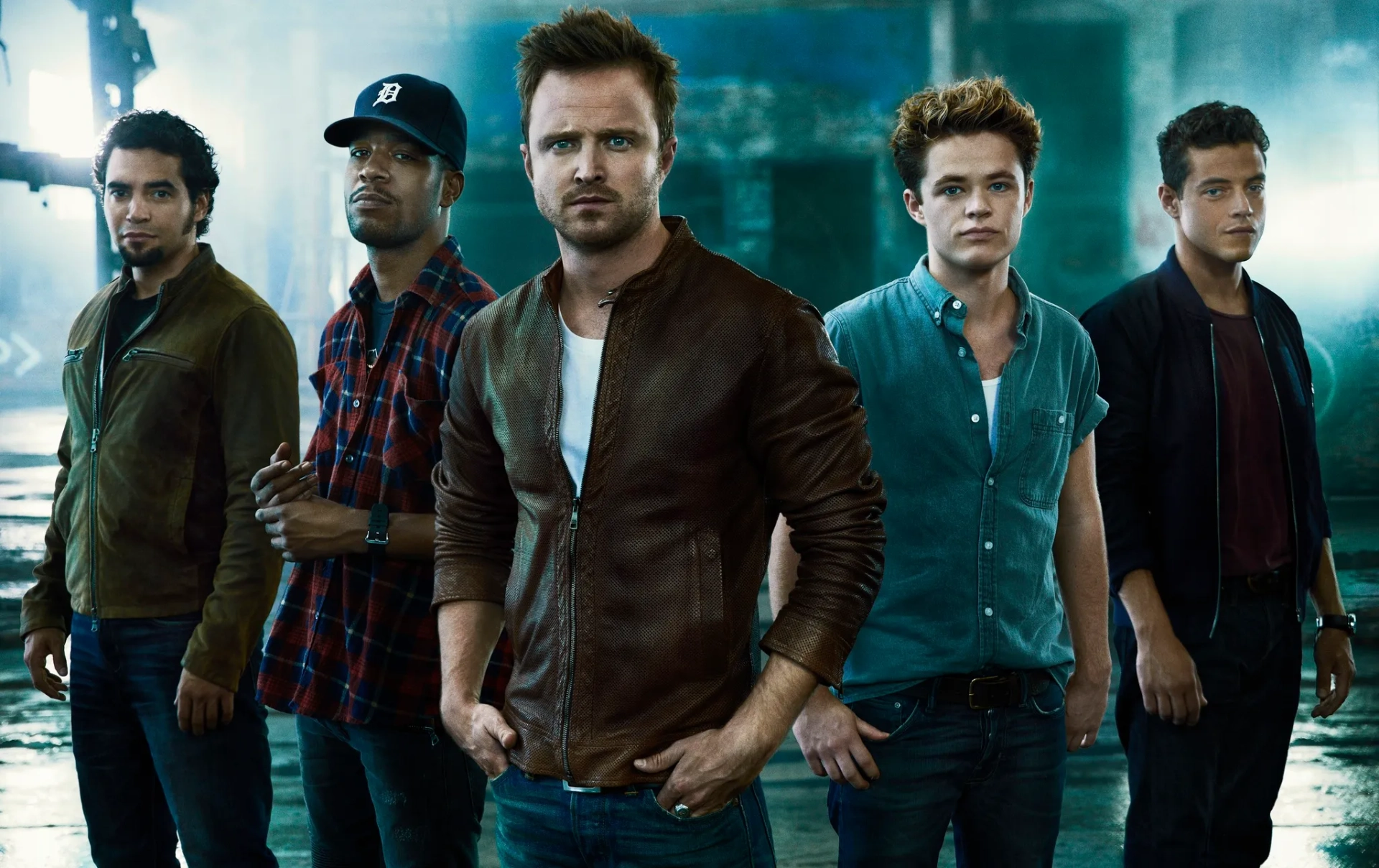 Aaron Paul, Harrison Gilbertson, Rami Malek, Ramón Rodríguez, and Kid Cudi in Need for Speed (2014)