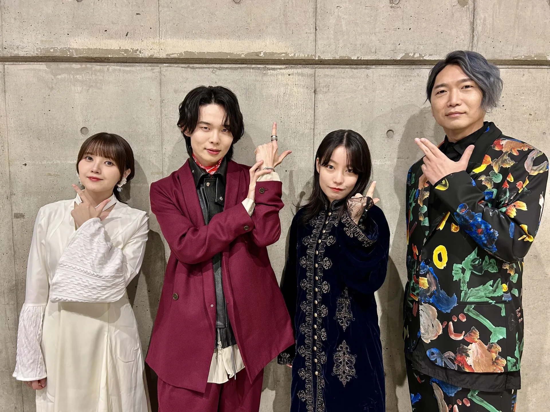 Katsuyuki Konishi, Reiji Kawashima, Akari Kitô, and Kaede Hondo at an event for Mission: Yozakura Family (2024)