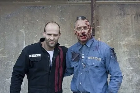 Still of Max Ryan, Jason Statham on Death Race set