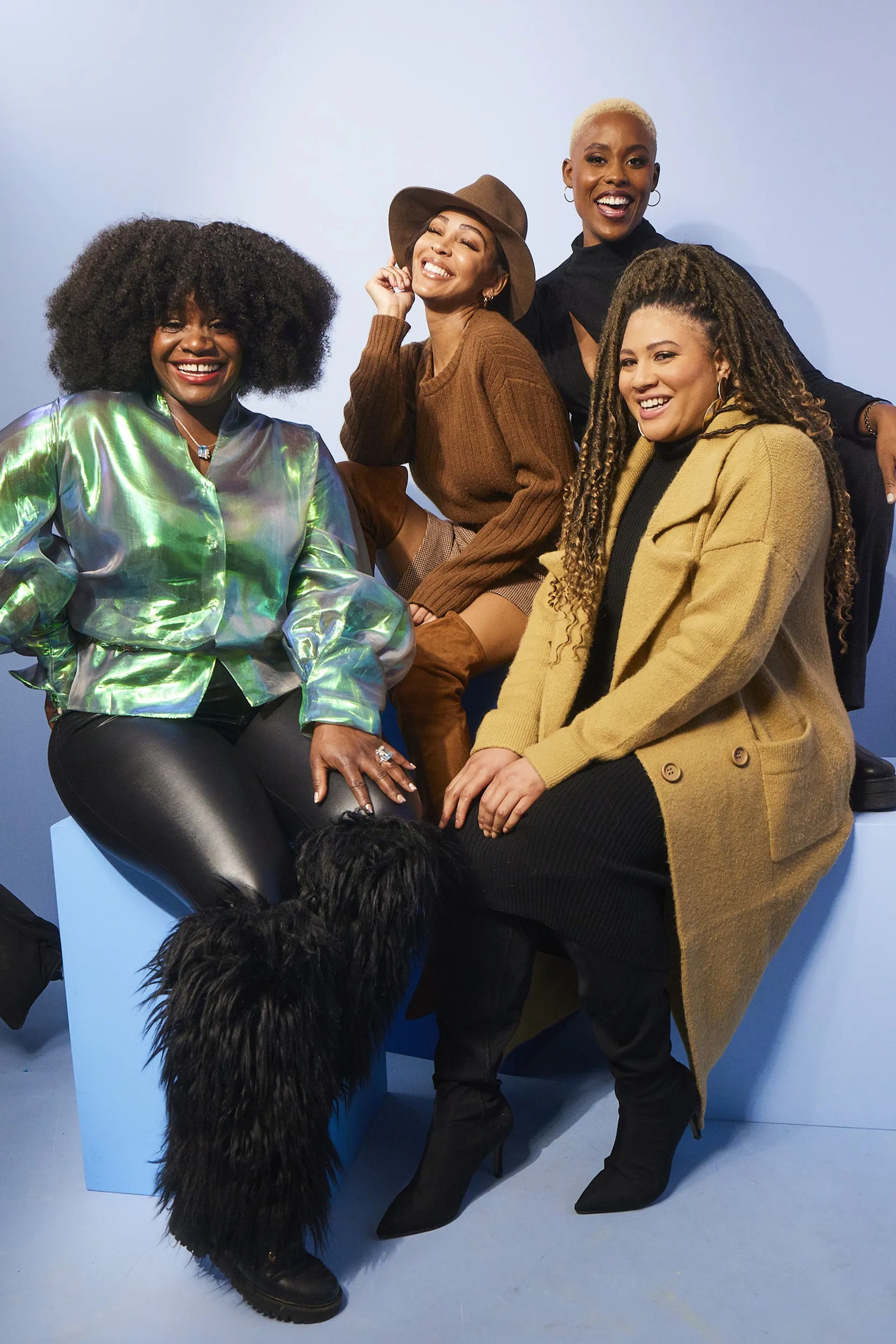 Meagan Good, Jerrie Johnson, Tracy Oliver, and Shoniqua Shandai at an event for Harlem (2021)