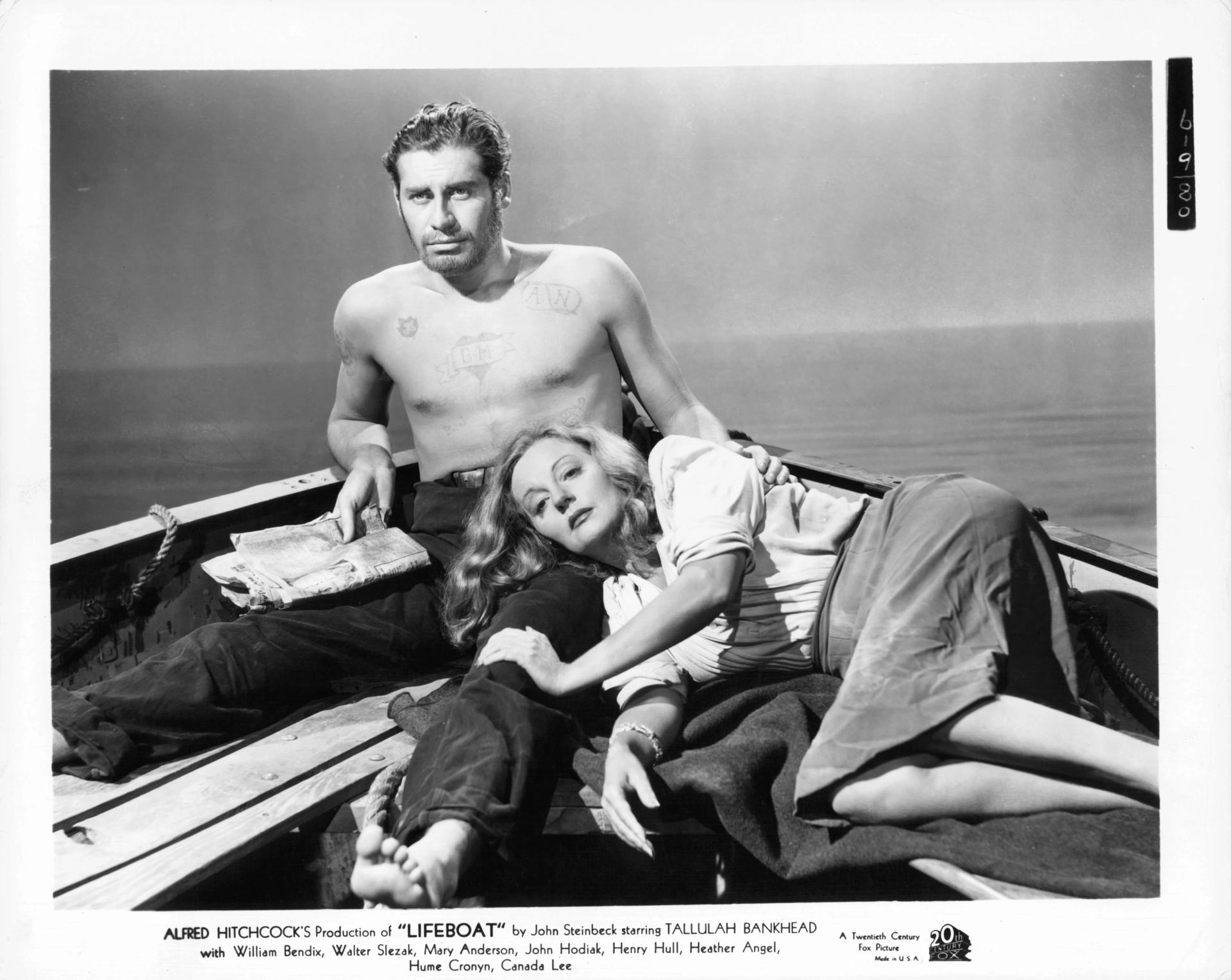 Tallulah Bankhead and John Hodiak in Lifeboat (1944)
