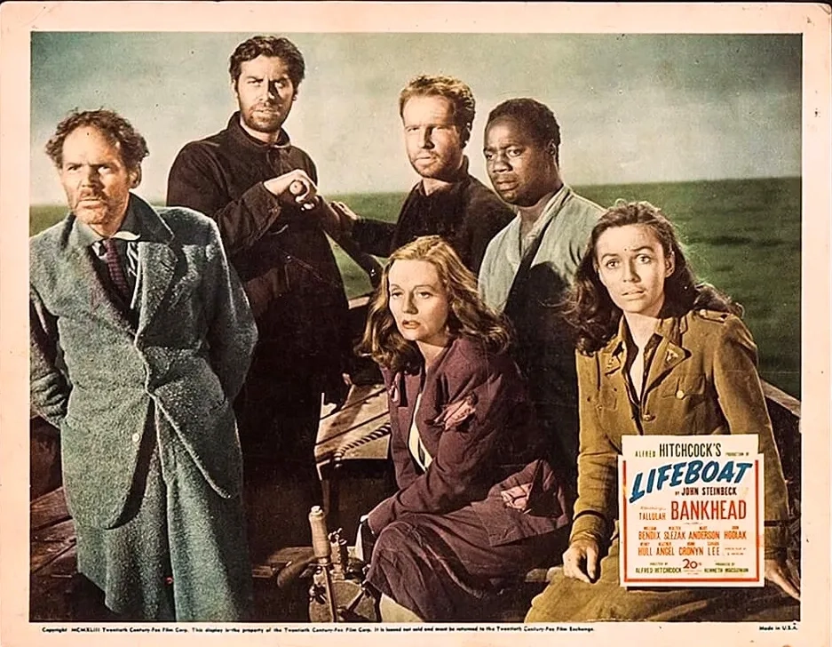 Tallulah Bankhead, Hume Cronyn, Mary Anderson, John Hodiak, Henry Hull, and Canada Lee in Lifeboat (1944)