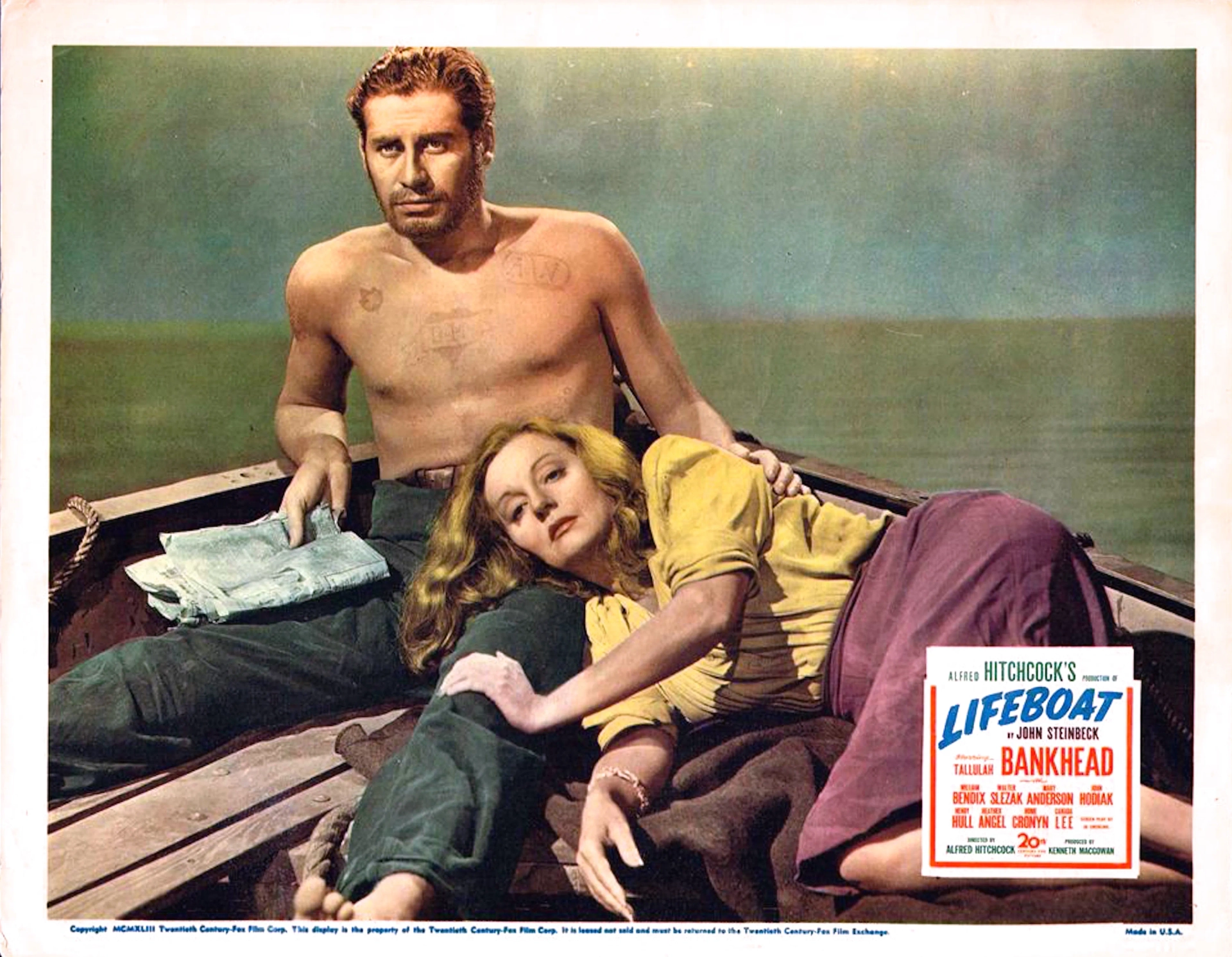 Tallulah Bankhead and John Hodiak in Lifeboat (1944)