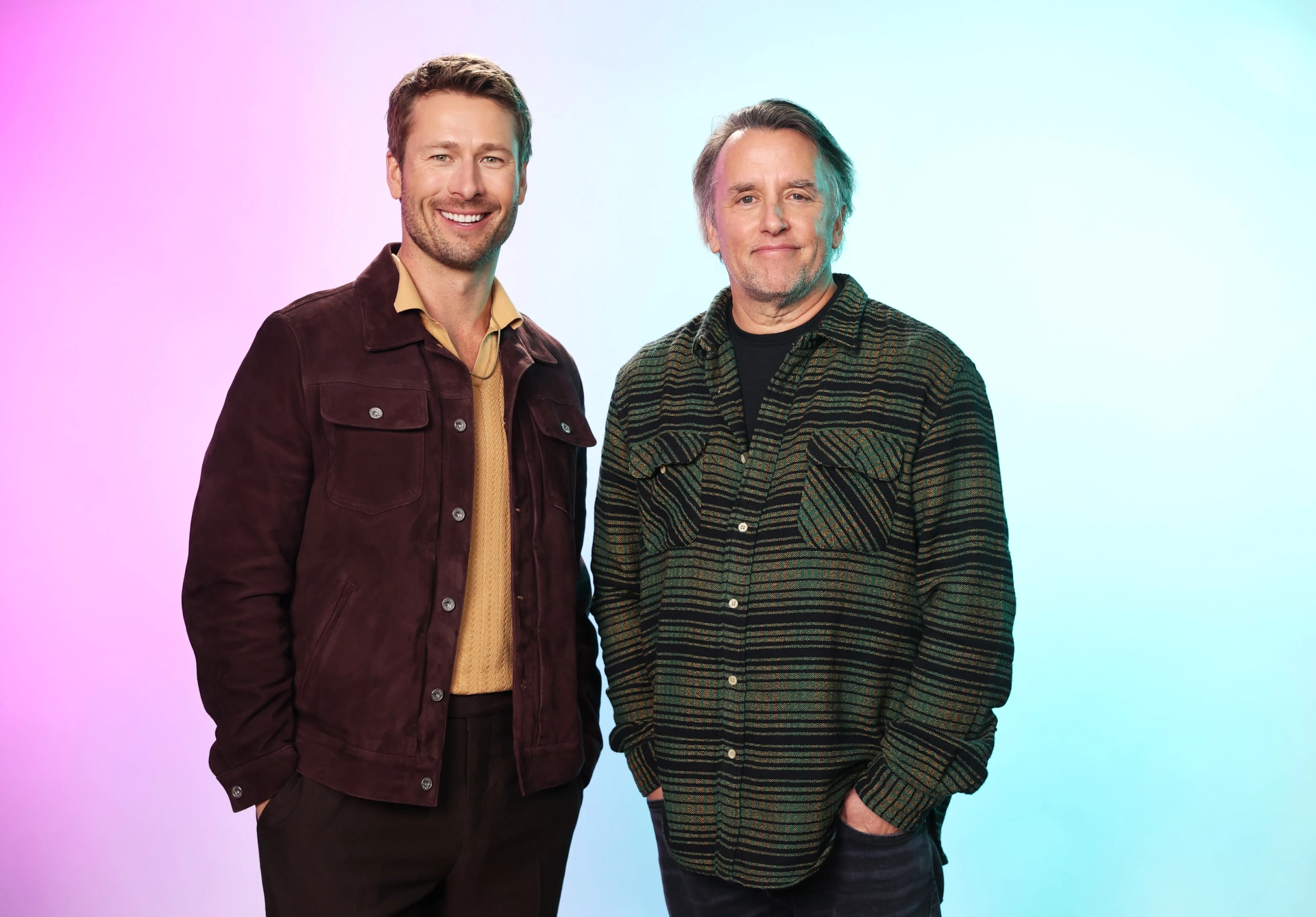 Richard Linklater and Glen Powell at an event for Hit Man (2023)