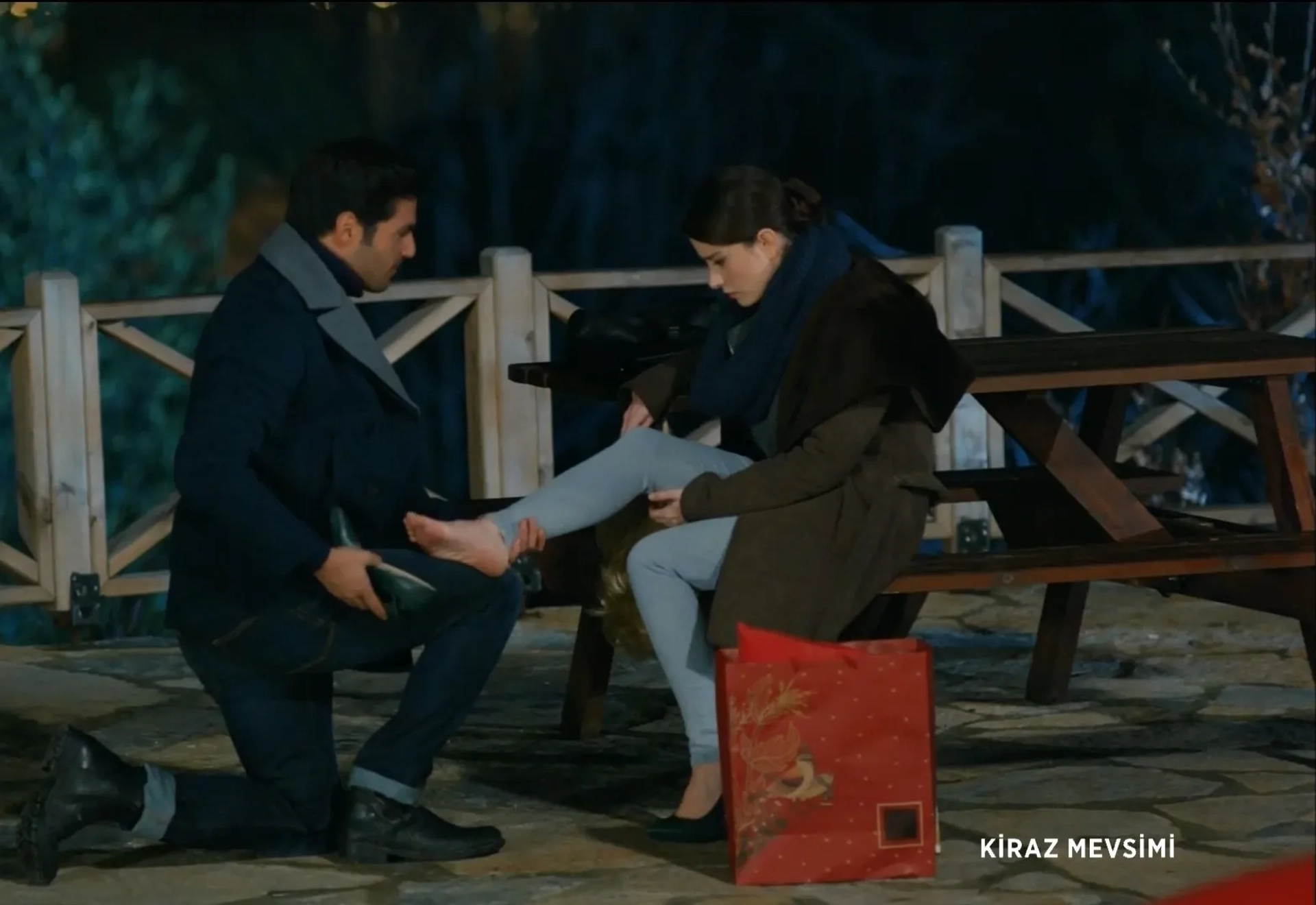 Özge Gürel and Serkan Çayoglu in Cherry Season (2014)