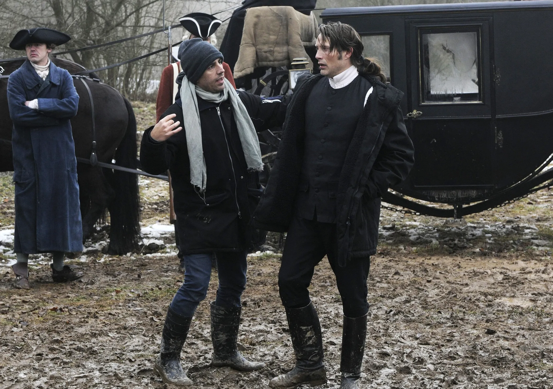 Mads Mikkelsen and Nikolaj Arcel in A Royal Affair (2012)