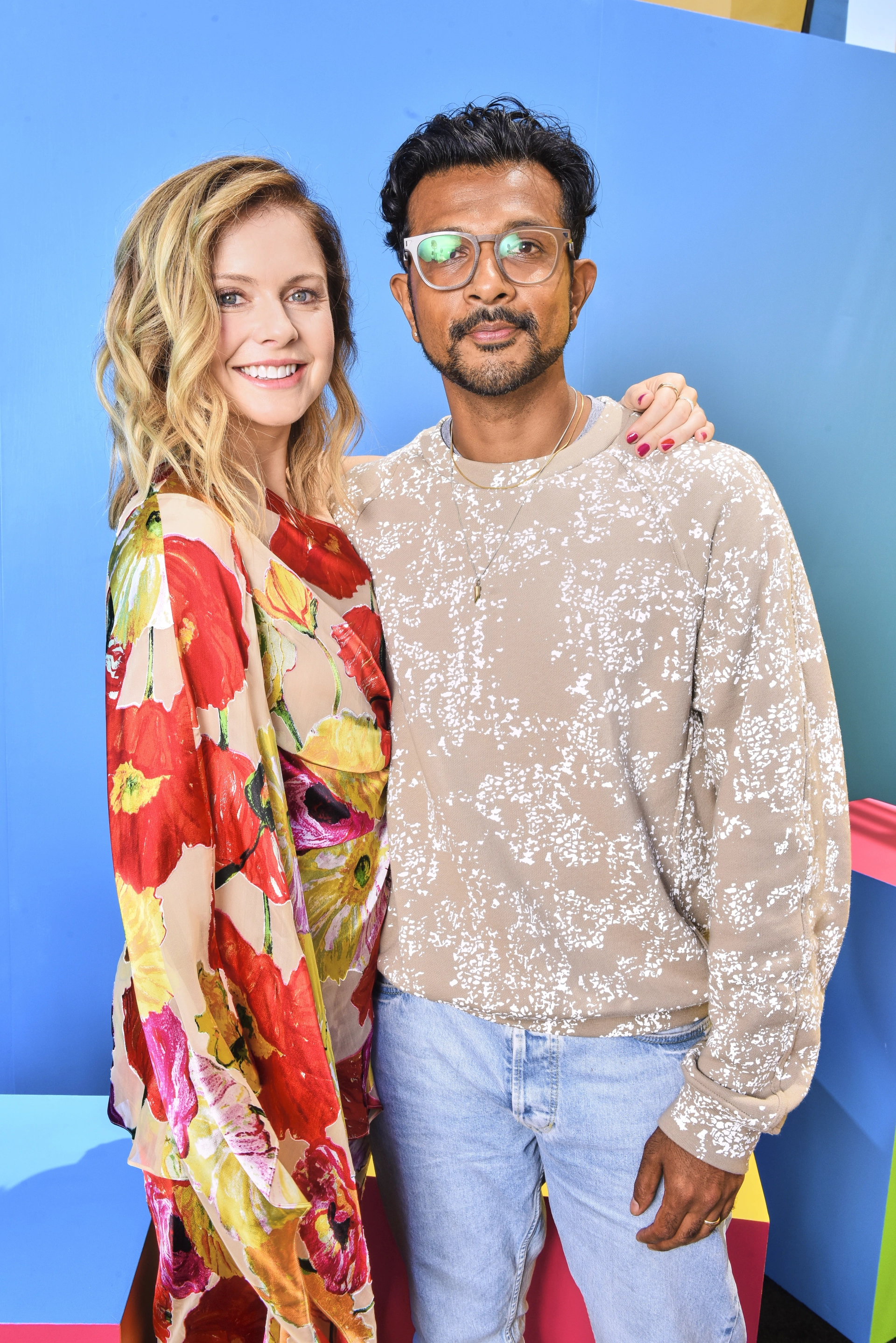 Rose McIver and Utkarsh Ambudkar at an event for Ghosts (2021)