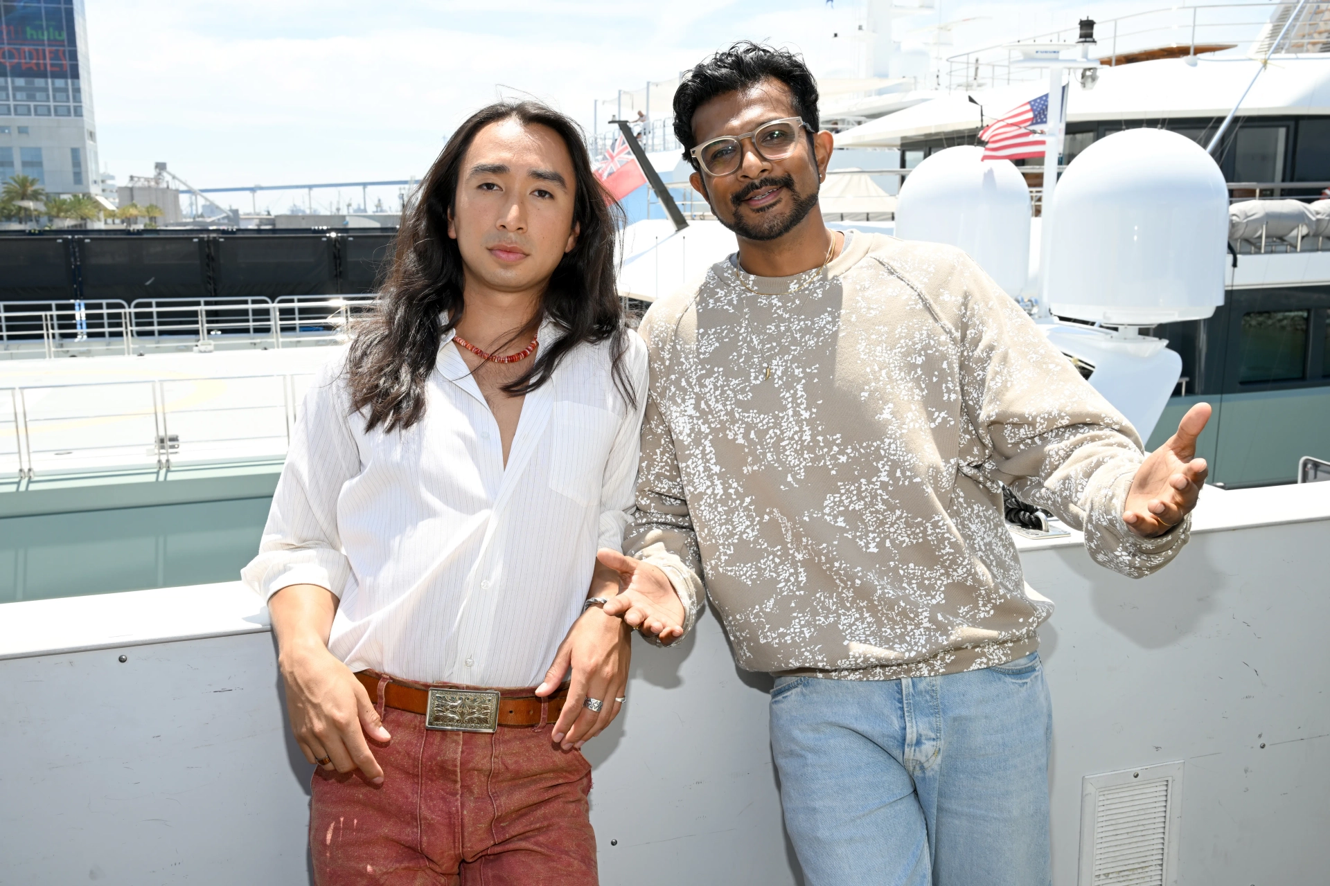 Utkarsh Ambudkar and Román Zaragoza at an event for Ghosts (2021)