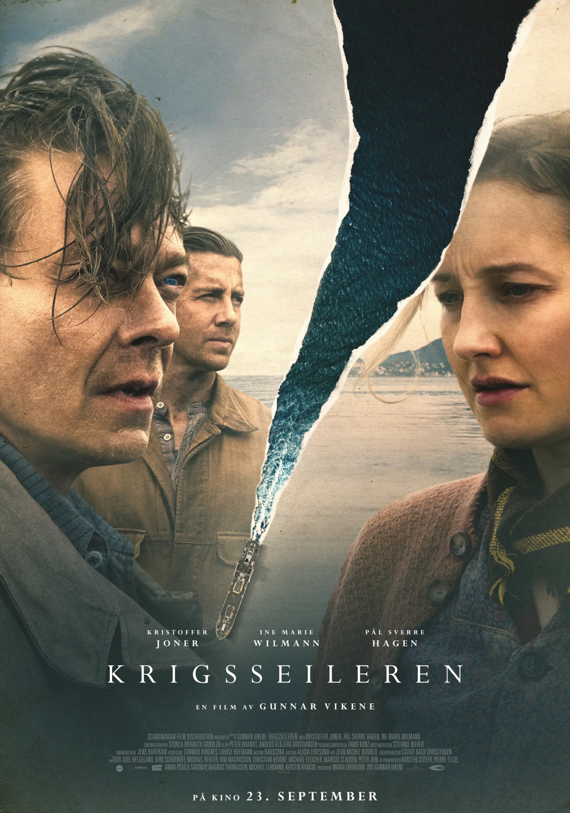 Kristoffer Joner, Pål Sverre Hagen, and Ine Marie Wilmann in War Sailor (2022)