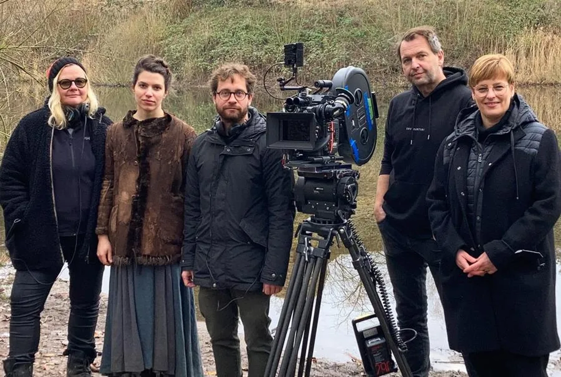 Martin Gschlacht, Veronika Franz, Severin Fiala, and Anja Plaschg in The Devil's Bath (2024)