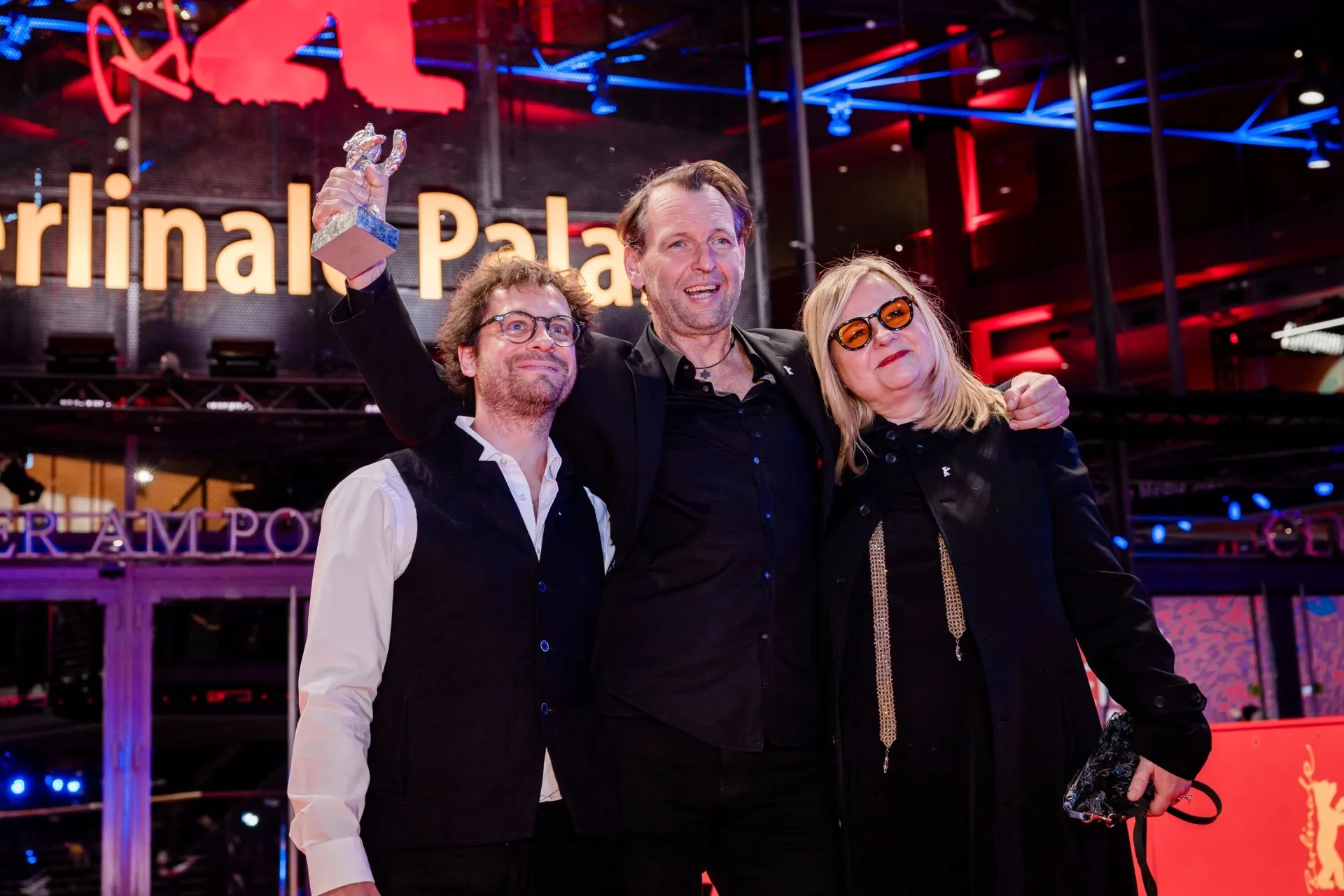Martin Gschlacht, Veronika Franz, and Severin Fiala at an event for The Devil's Bath (2024)
