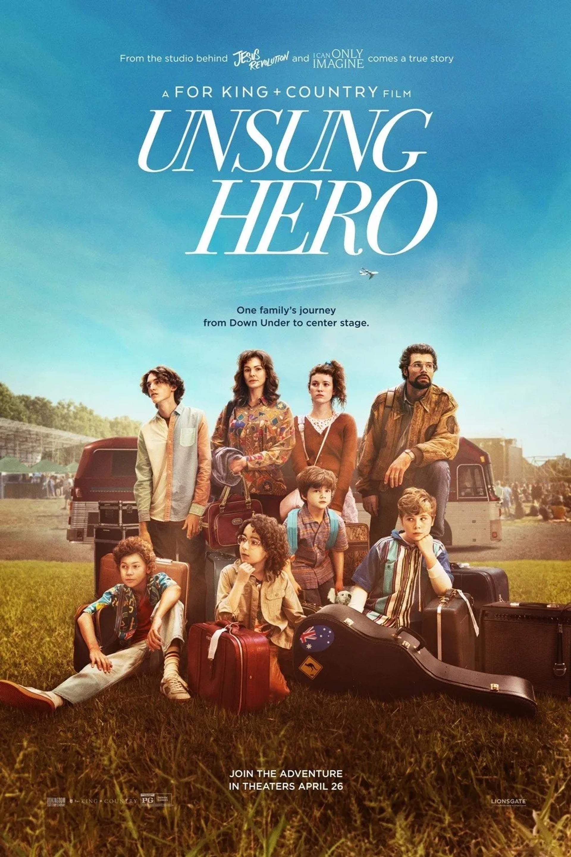 Angus K. Caldwell, Daisy Betts, Joel Smallbone, Kirrilee Berger, Paul Luke Bonenfant, Diesel La Torraca, and JJ Pantano in Unsung Hero (2024)