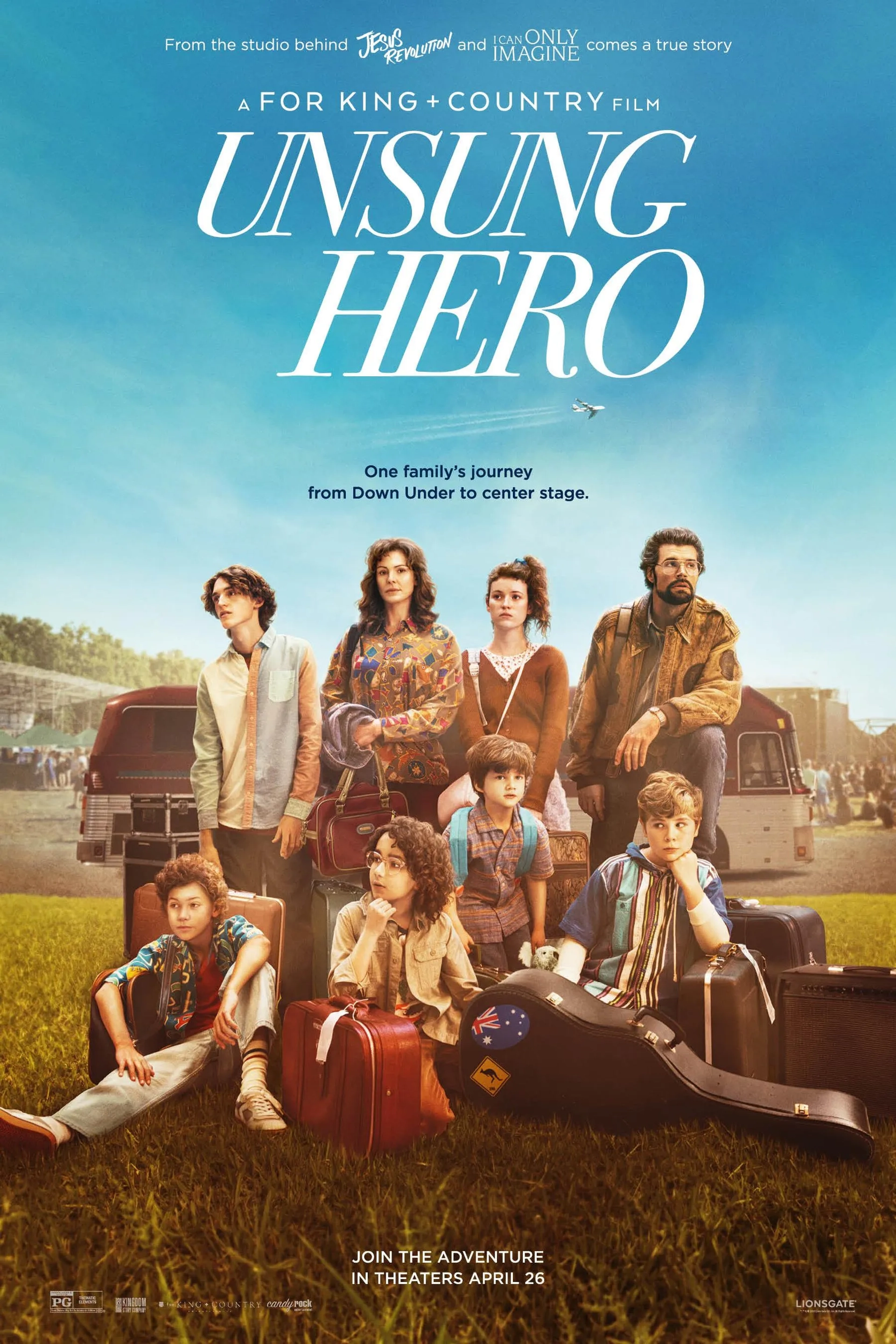 Angus K. Caldwell, Daisy Betts, Joel Smallbone, Kirrilee Berger, Tenz McCall, Paul Luke Bonenfant, Diesel La Torraca, and JJ Pantano in Unsung Hero (2024)