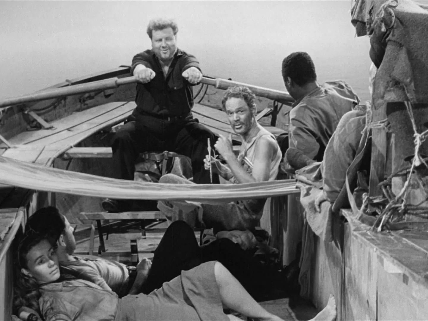 Mary Anderson, John Hodiak, Henry Hull, Canada Lee, and Walter Slezak in Lifeboat (1944)