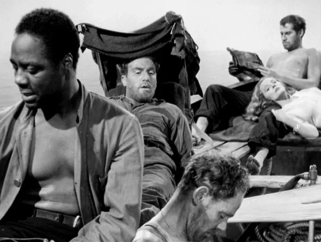 Tallulah Bankhead, William Bendix, John Hodiak, Henry Hull, and Canada Lee in Lifeboat (1944)