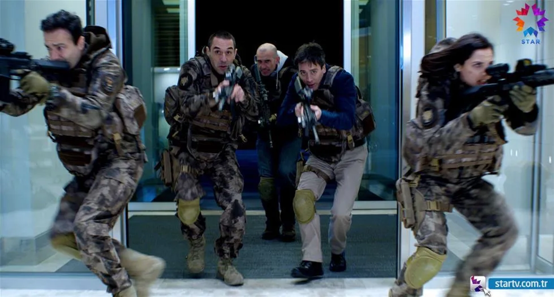 Murat Arkin, Ahu Türkpençe, Firat Dogruloglu, Ahmet Pinar, and Emir Benderlioglu in Wolf (2018)