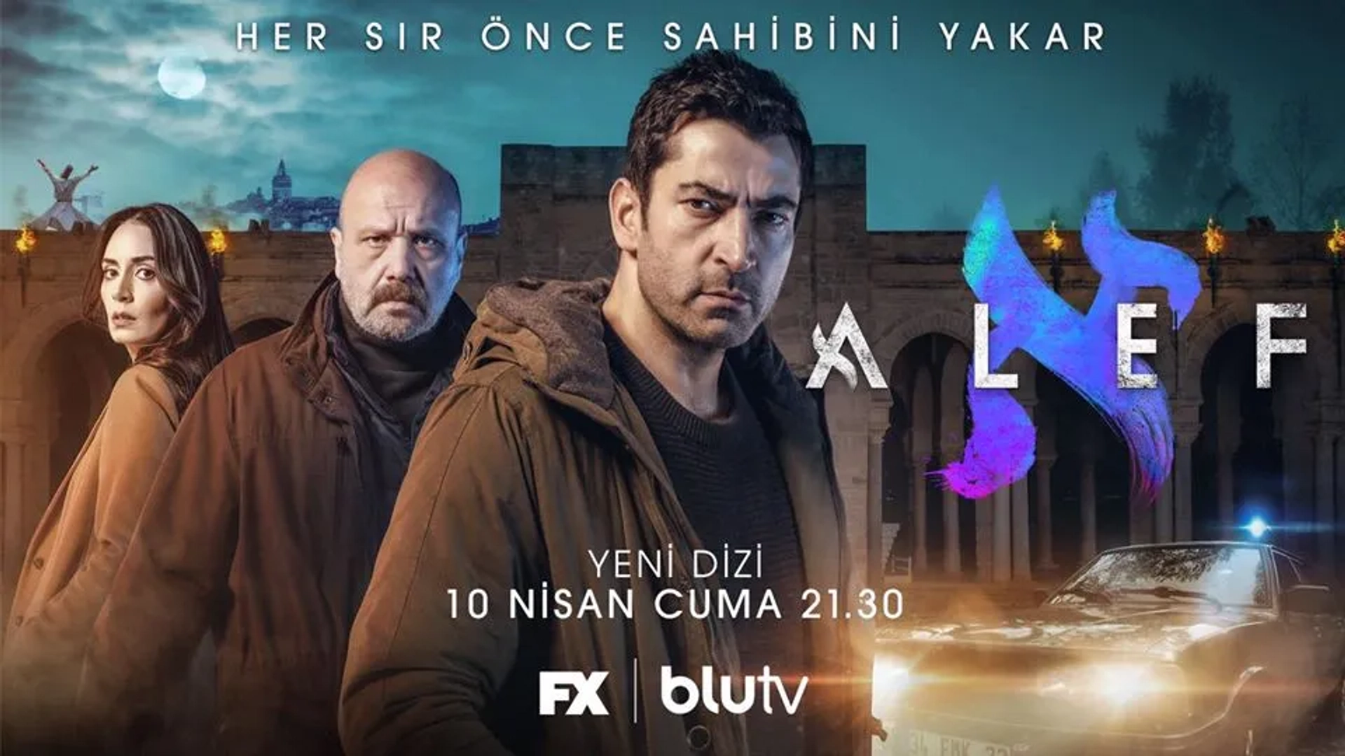 Kenan Imirzalioglu, Ahmet Mümtaz Taylan, and Melisa Sözen in Alef (2020)