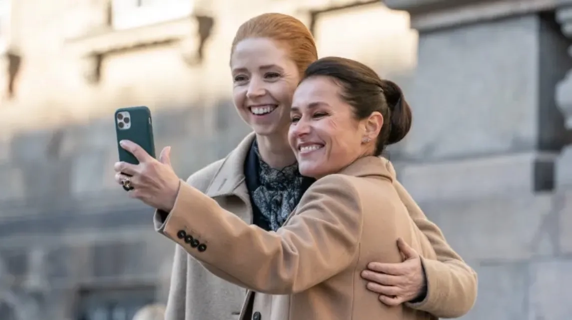 Sidse Babett Knudsen and Johanne Louise Schmidt in Borgen: Just Make It Go Away (2022)