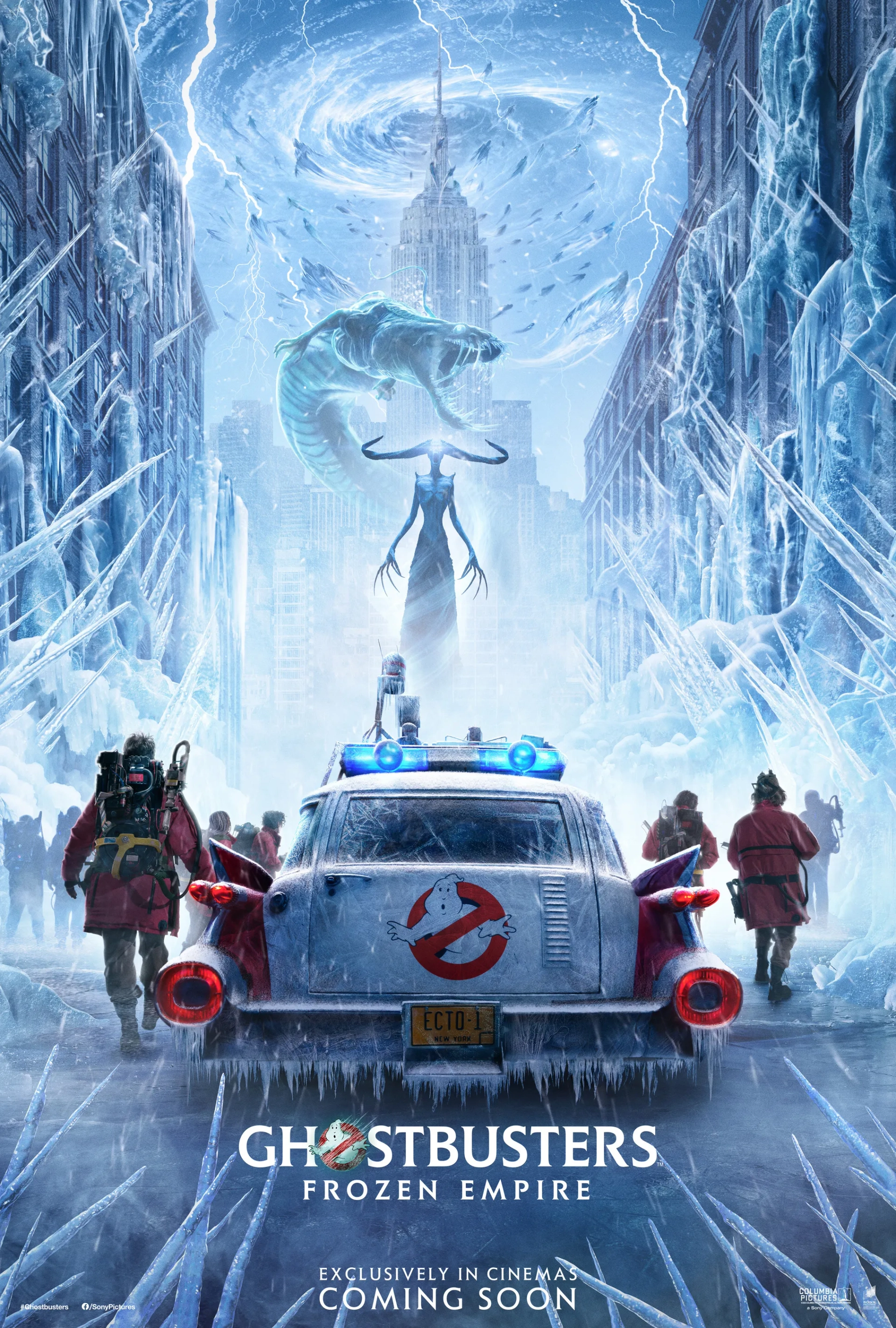 Paul Rudd, Kevin Mangold, Ian Whyte, Carrie Coon, Mckenna Grace, Finn Wolfhard, and Celeste O'Connor in Ghostbusters: Frozen Empire (2024)