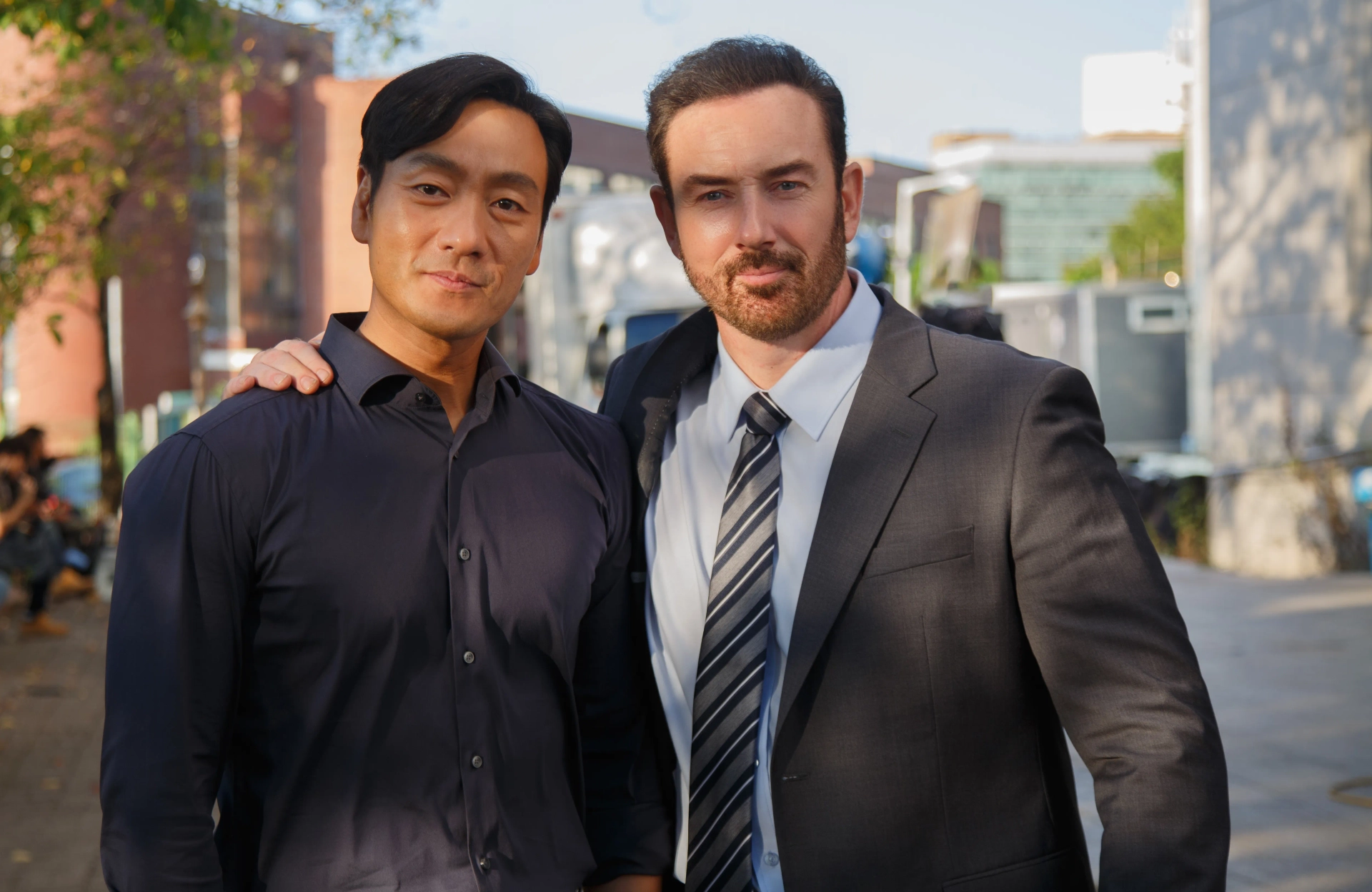 Park Hae-soo & Bryan Larkin on set of 'Narco Saints' 2021 in Seoul, South Korea