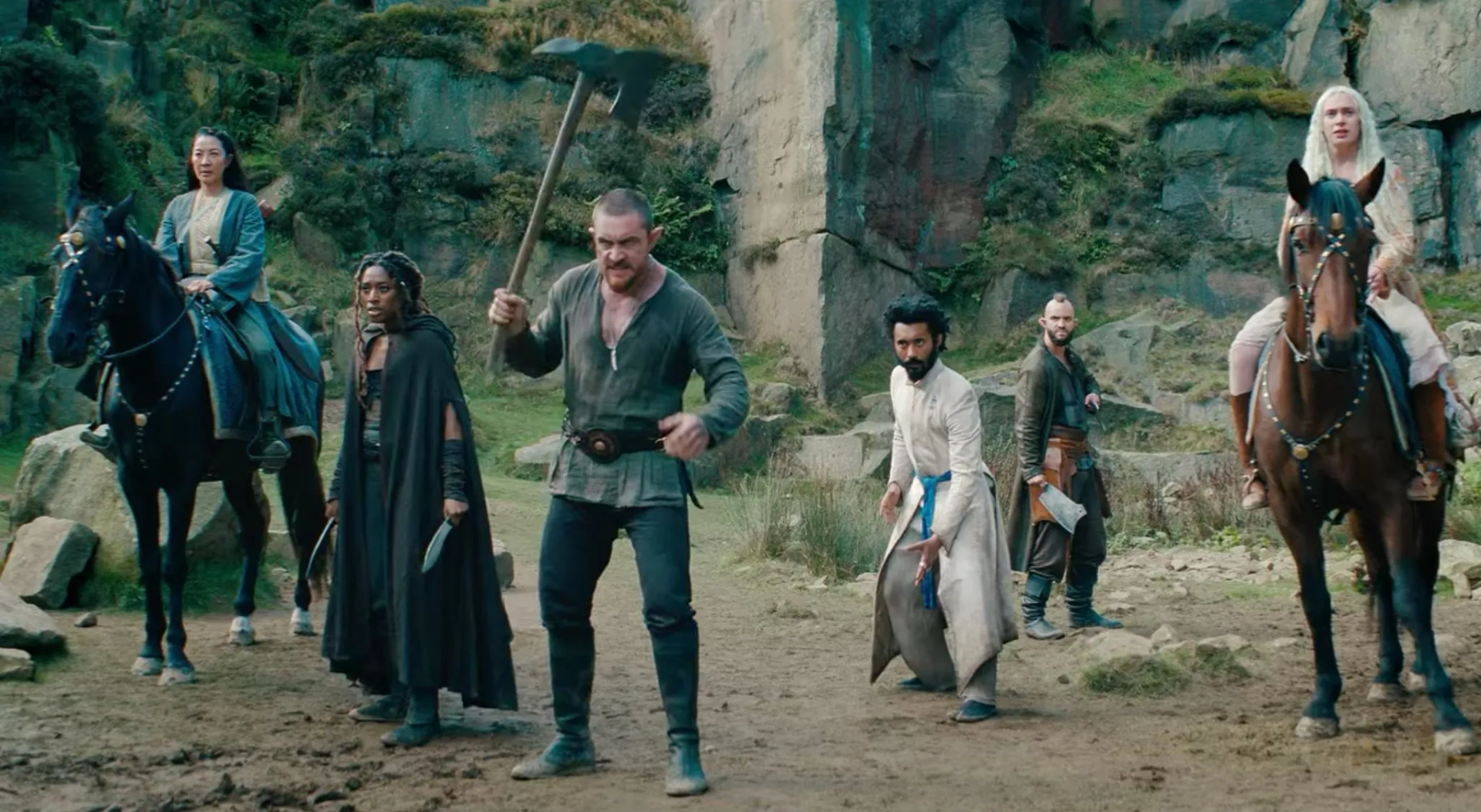 Michelle Yeoh, Zach Wyatt, Lizzie Annis, Sophia Brown, Laurence O'Fuarain, and Huw Novelli in The Witcher: Blood Origin (2022)