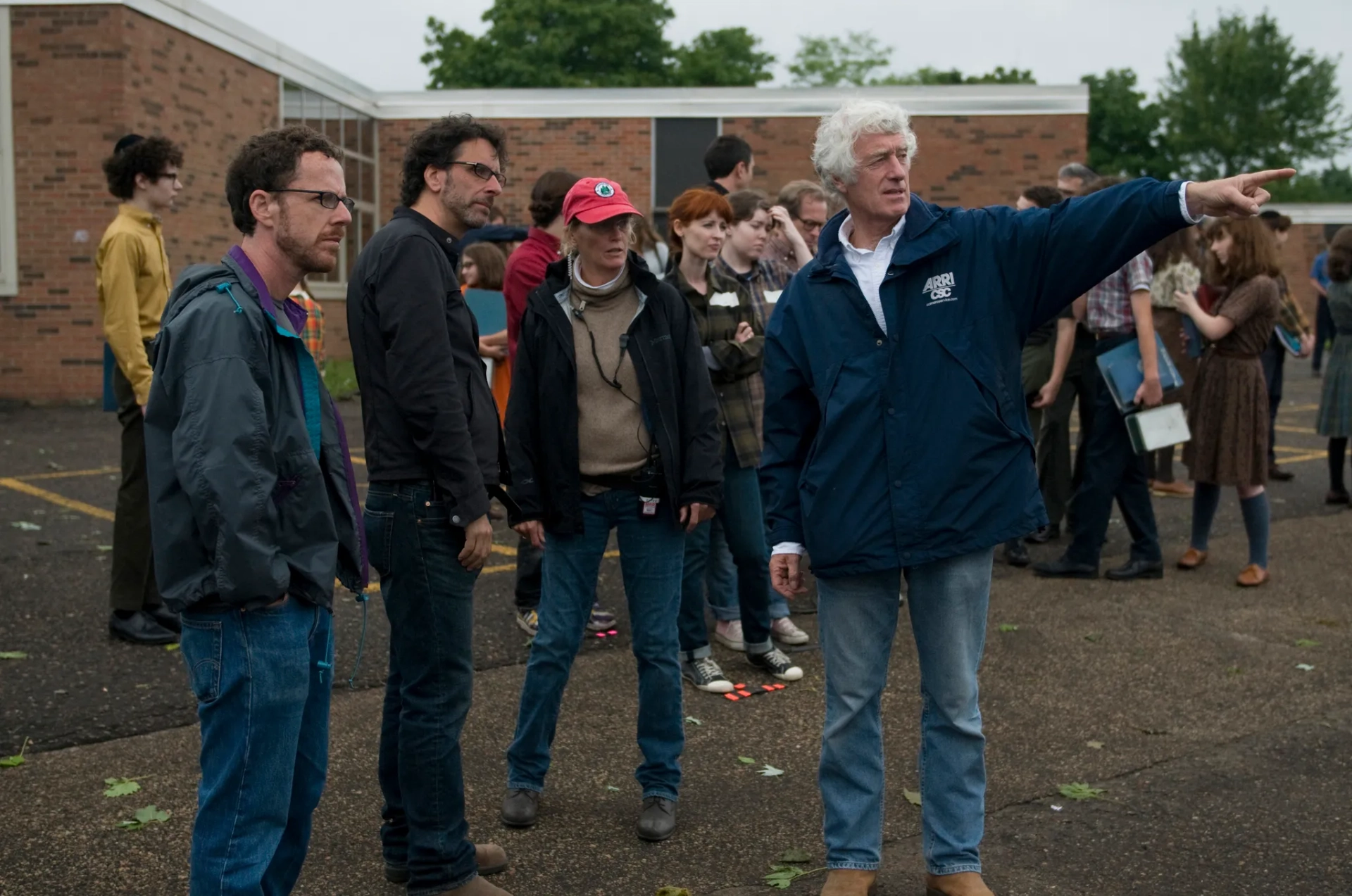 Ethan Coen, Joel Coen, Roger Deakins, and Betsy Magruder in A Serious Man (2009)