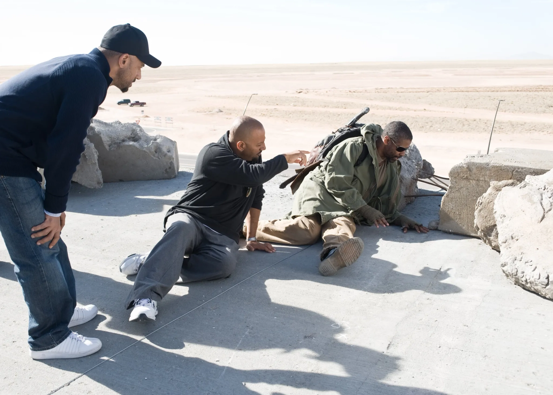 Denzel Washington, Albert Hughes, and Allen Hughes in The Book of Eli (2010)