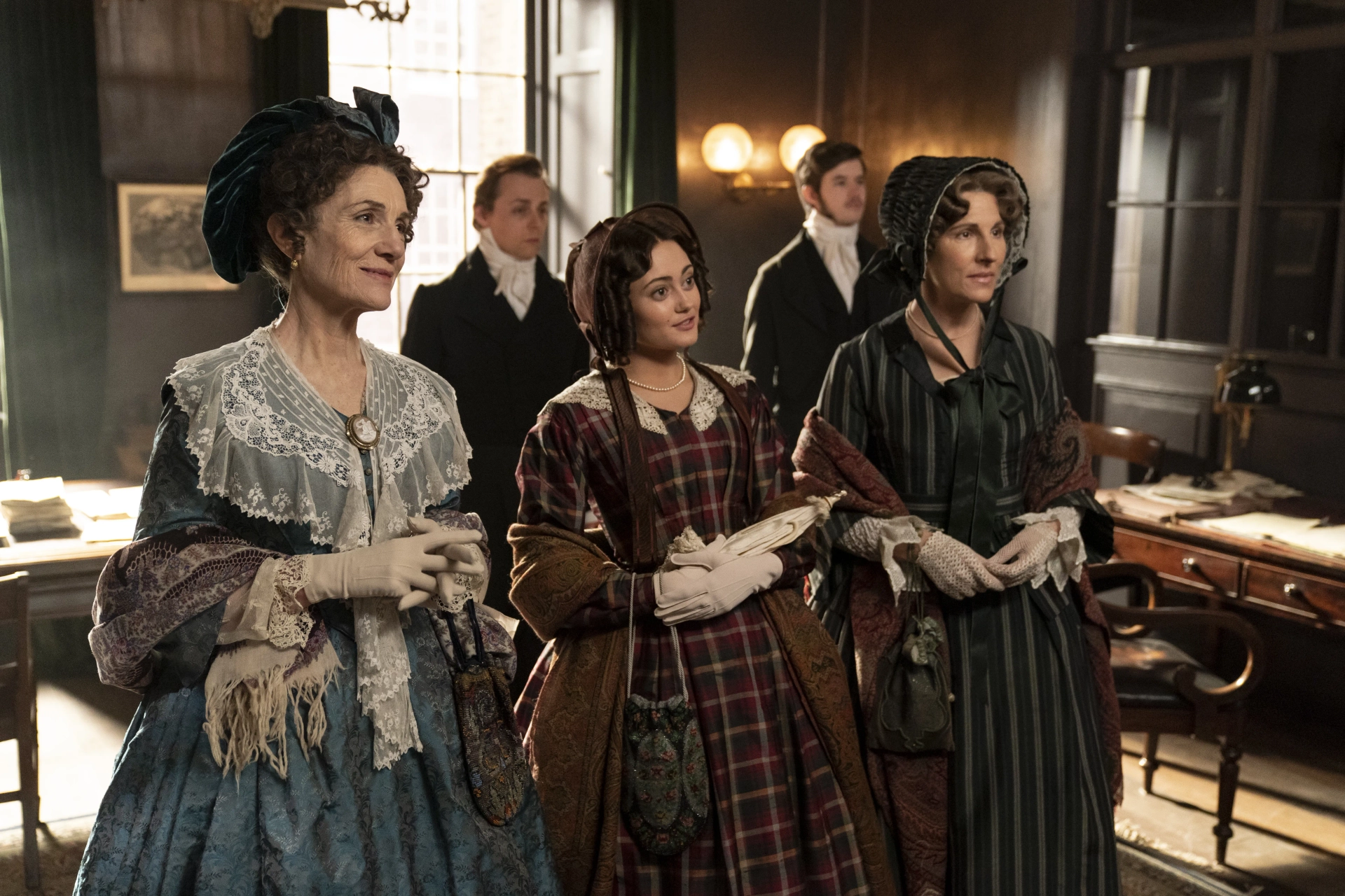 Tamsin Greig, Harriet Walter, and Ella Purnell in Belgravia (2020)