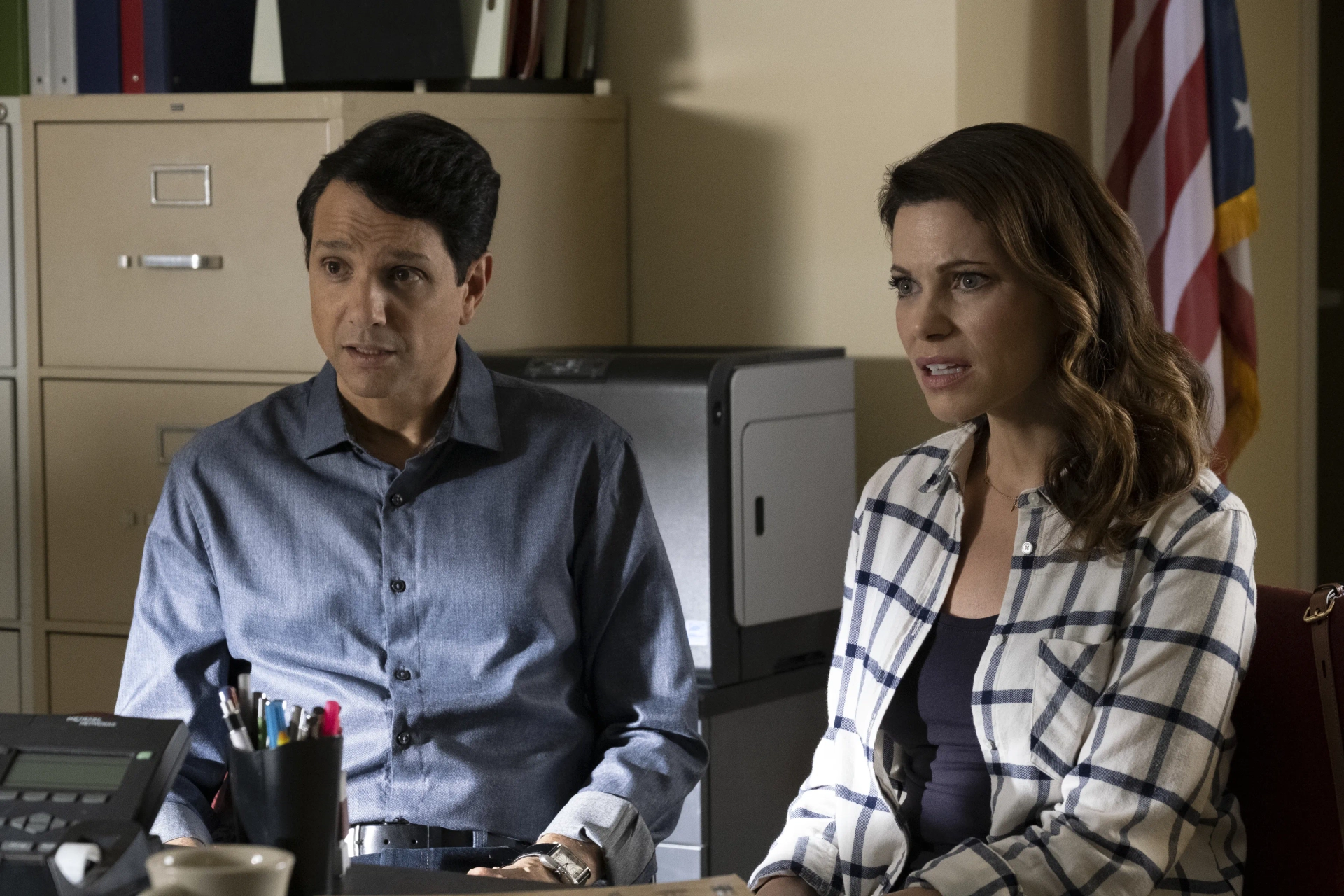 Ralph Macchio and Courtney Henggeler in King Cobra (2021)