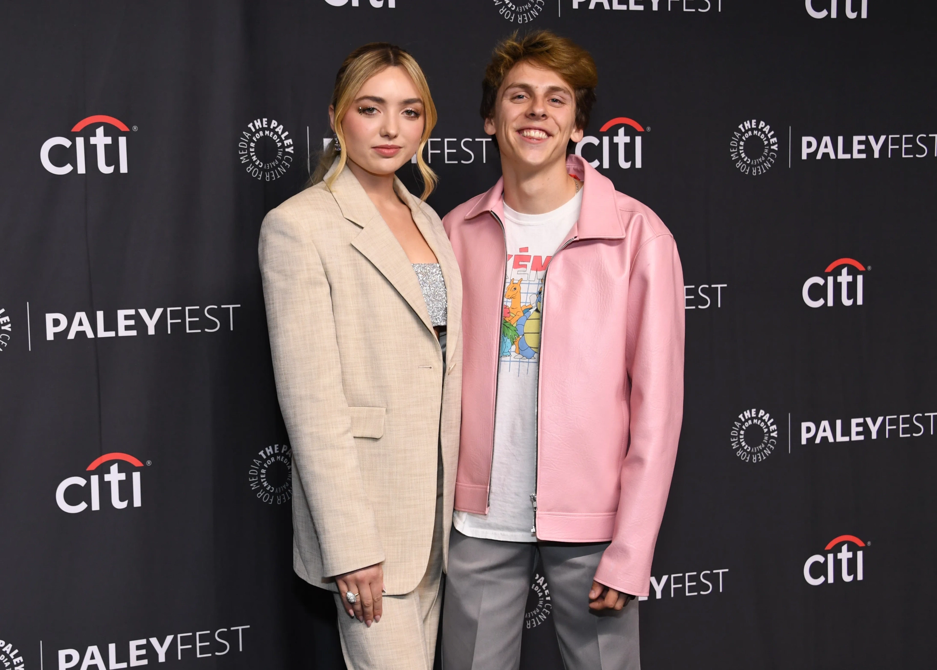 Peyton List and Jacob Bertrand at an event for Cobra Kai (2018)