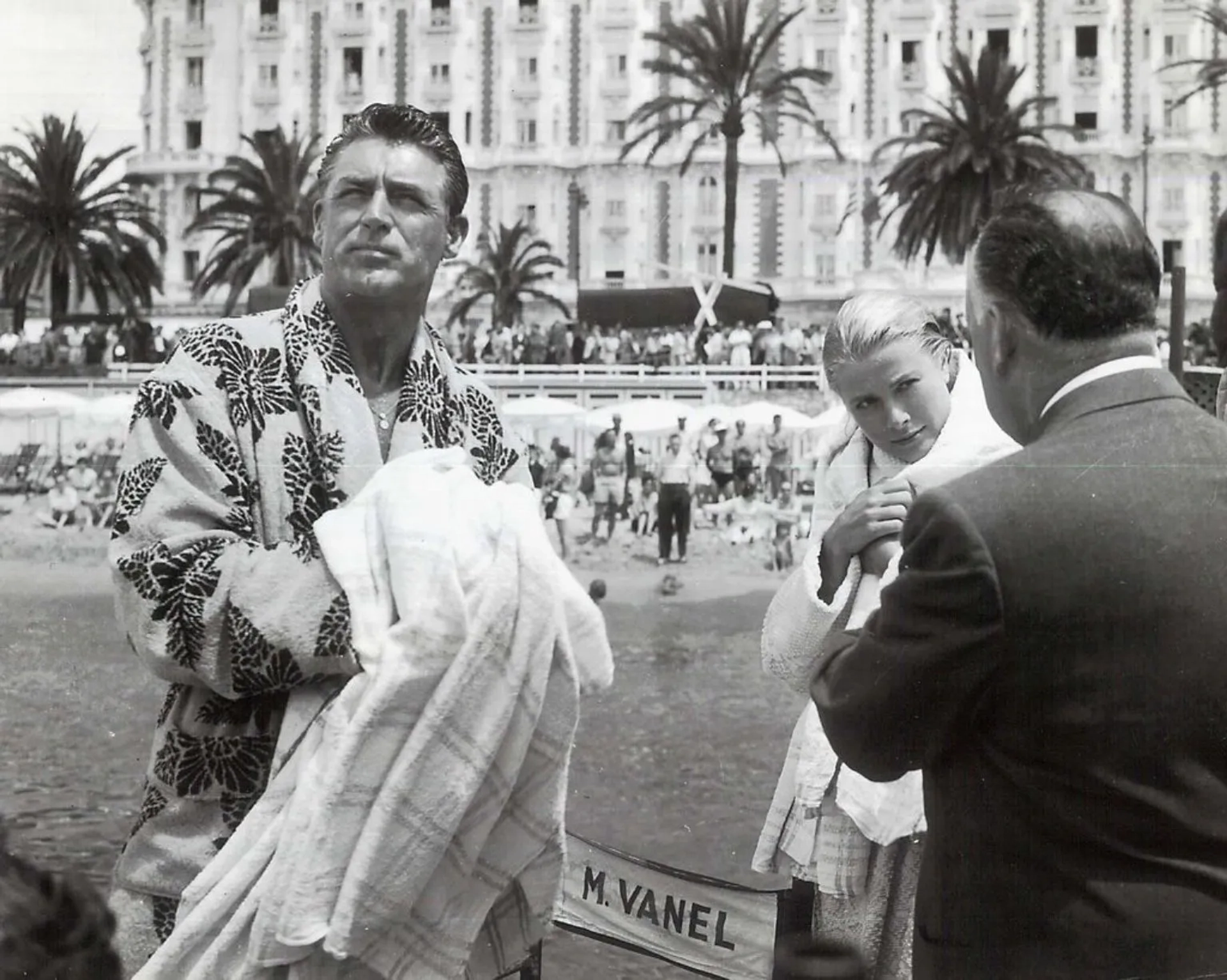 Cary Grant, Alfred Hitchcock, and Grace Kelly in To Catch a Thief (1955)