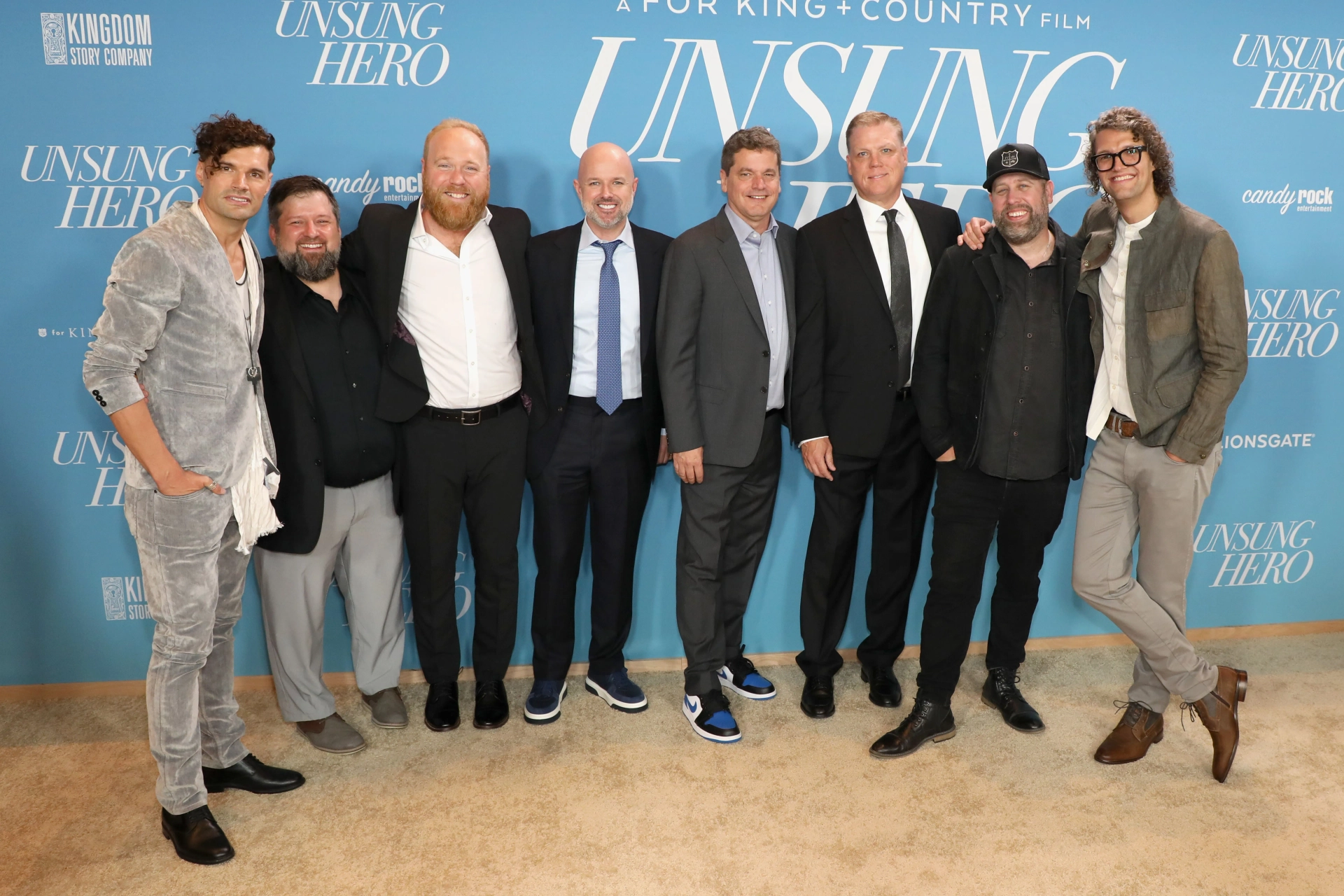 Kevin Downes, Josh Walsh, Brandon Gregory, Andrew Erwin, Joel Smallbone, and Luke Smallbone in Unsung Hero (2024)