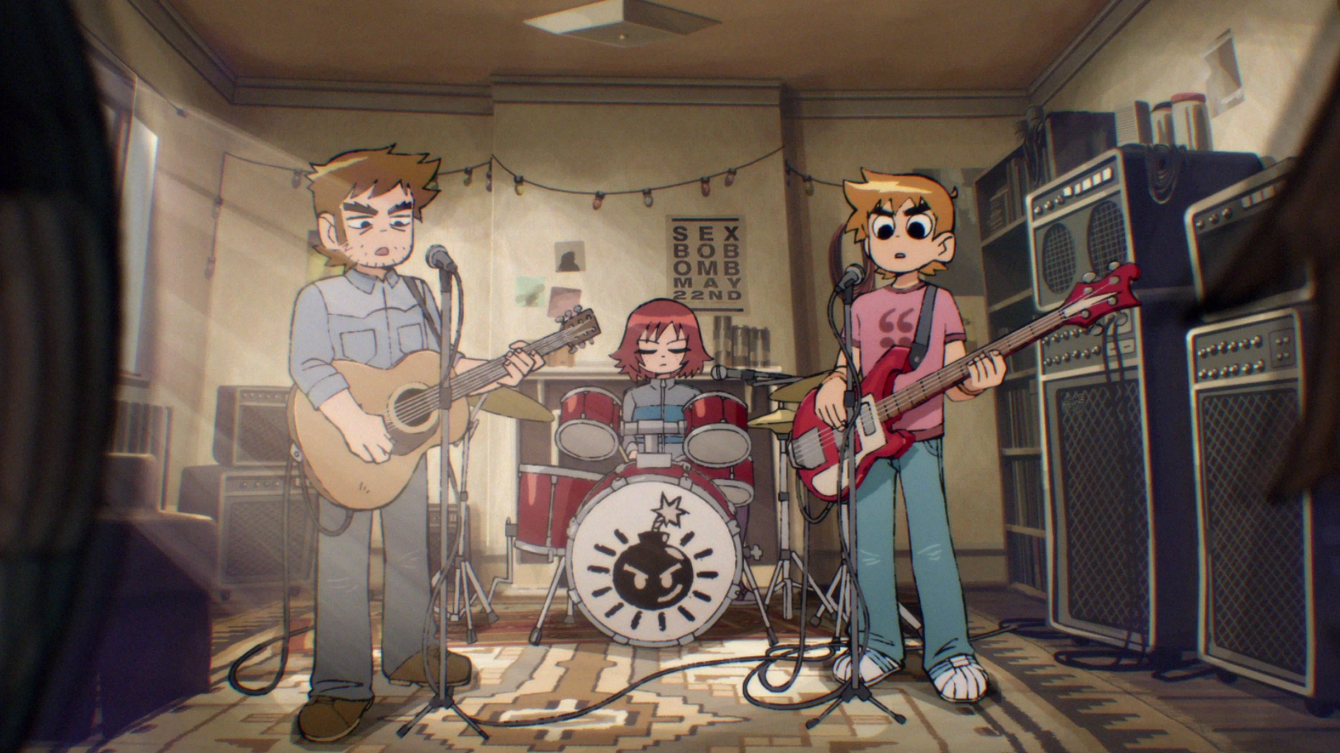 Michael Cera, Alison Pill, and Mark Webber in Scott Pilgrim Takes Off (2023)