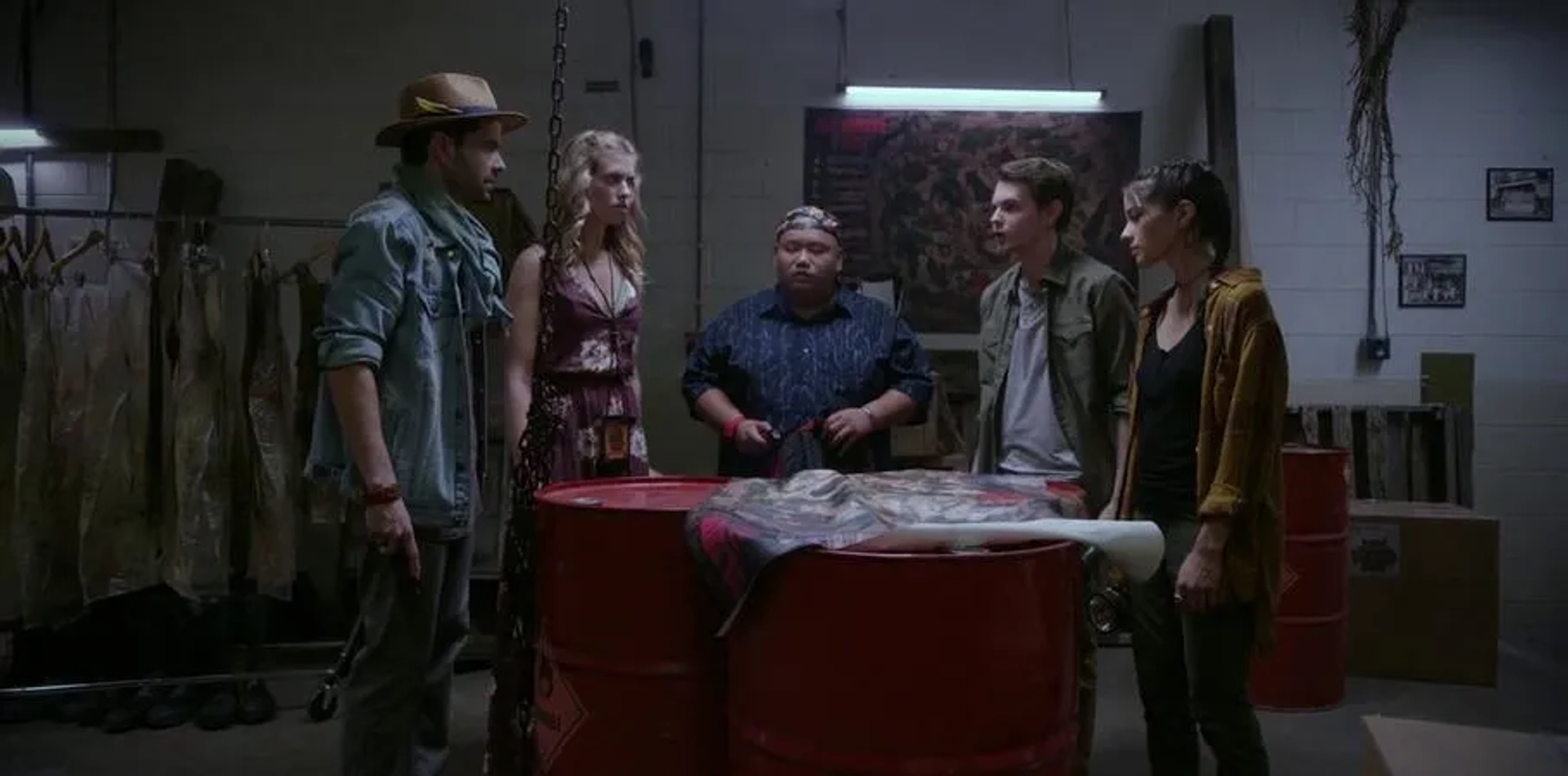 Nicholas Rutherford, Robbie Kay, Seychelle Gabriel, Barbara Dunkelman, and Jacob Batalon in Blood Fest (2018)