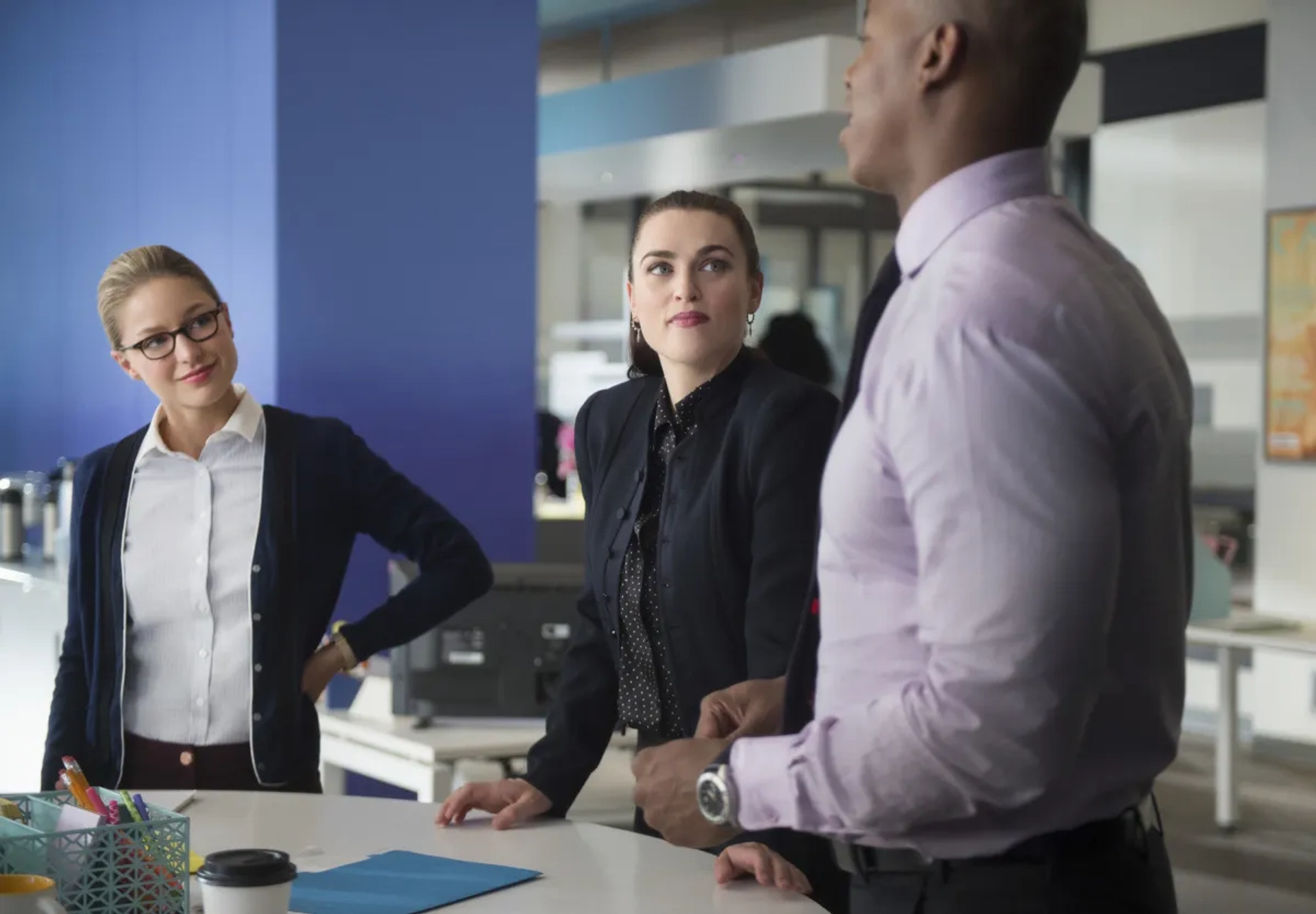 Mehcad Brooks, Melissa Benoist, and Katie McGrath in Supergirl (2015)