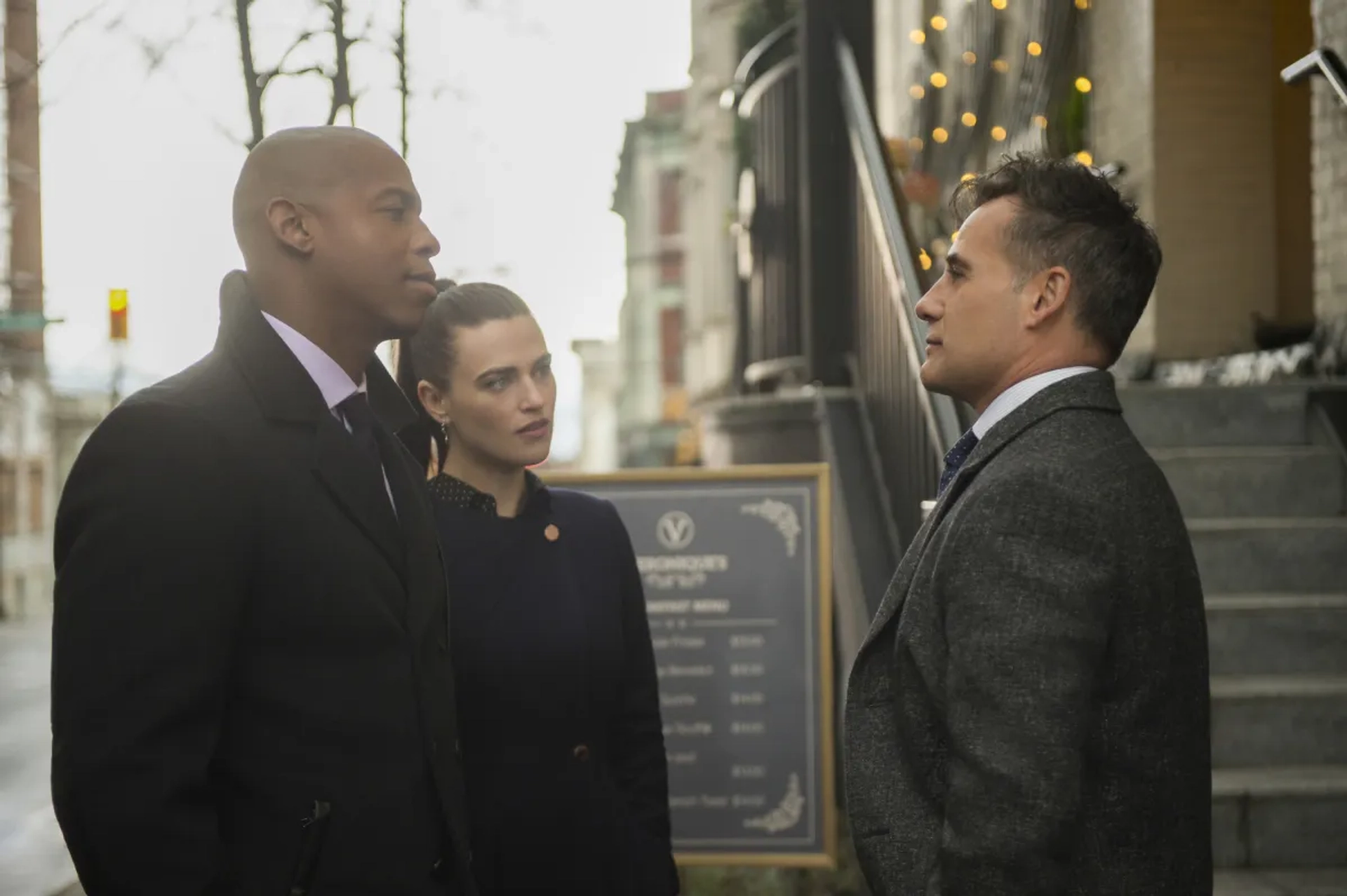 Adrian Pasdar, Mehcad Brooks, and Katie McGrath in Supergirl (2015)