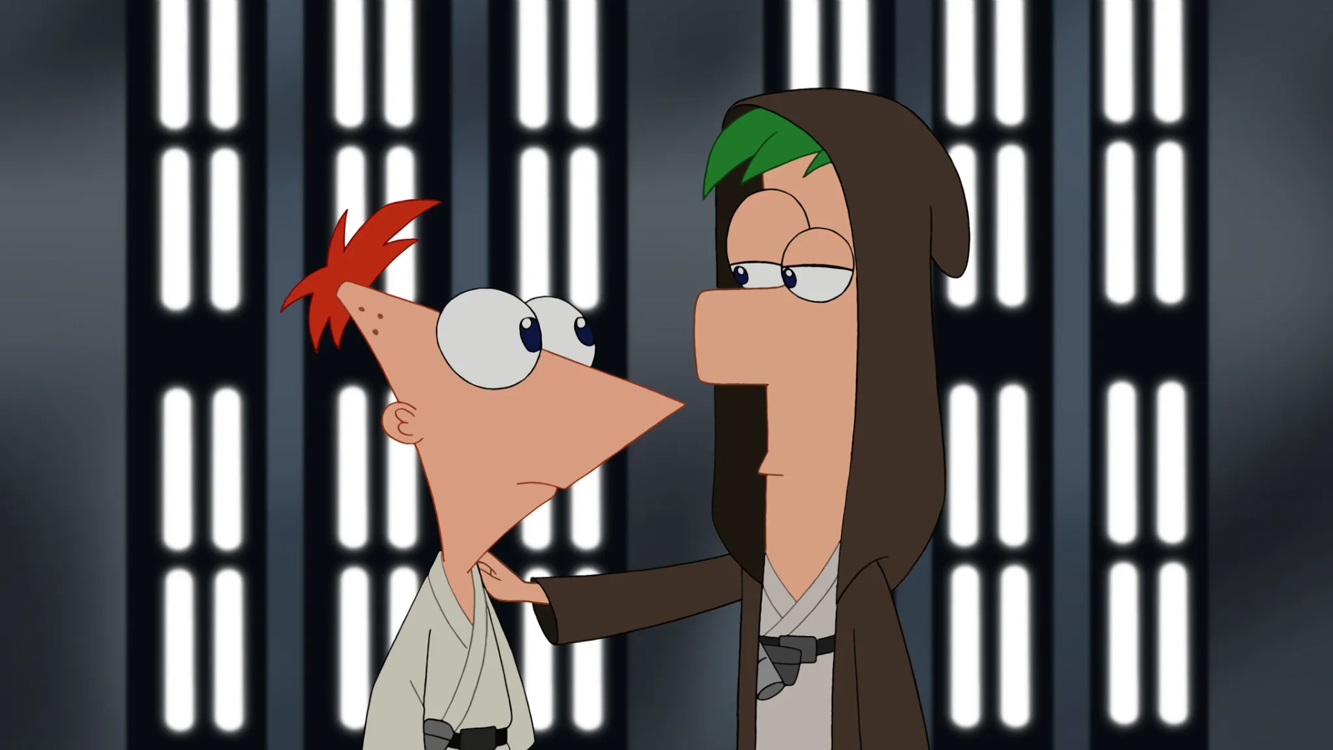 Thomas Brodie-Sangster and Vincent Martella in Phineas and Ferb (2007)