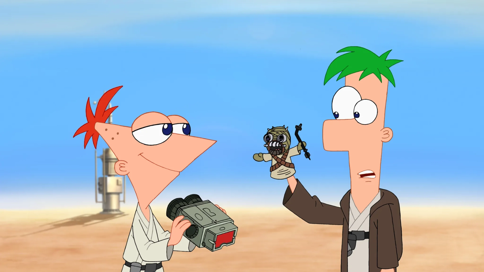 Thomas Brodie-Sangster and Vincent Martella in Phineas and Ferb (2007)