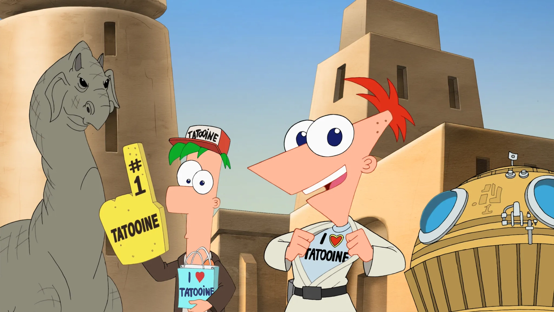 Thomas Brodie-Sangster and Vincent Martella in Phineas and Ferb (2007)